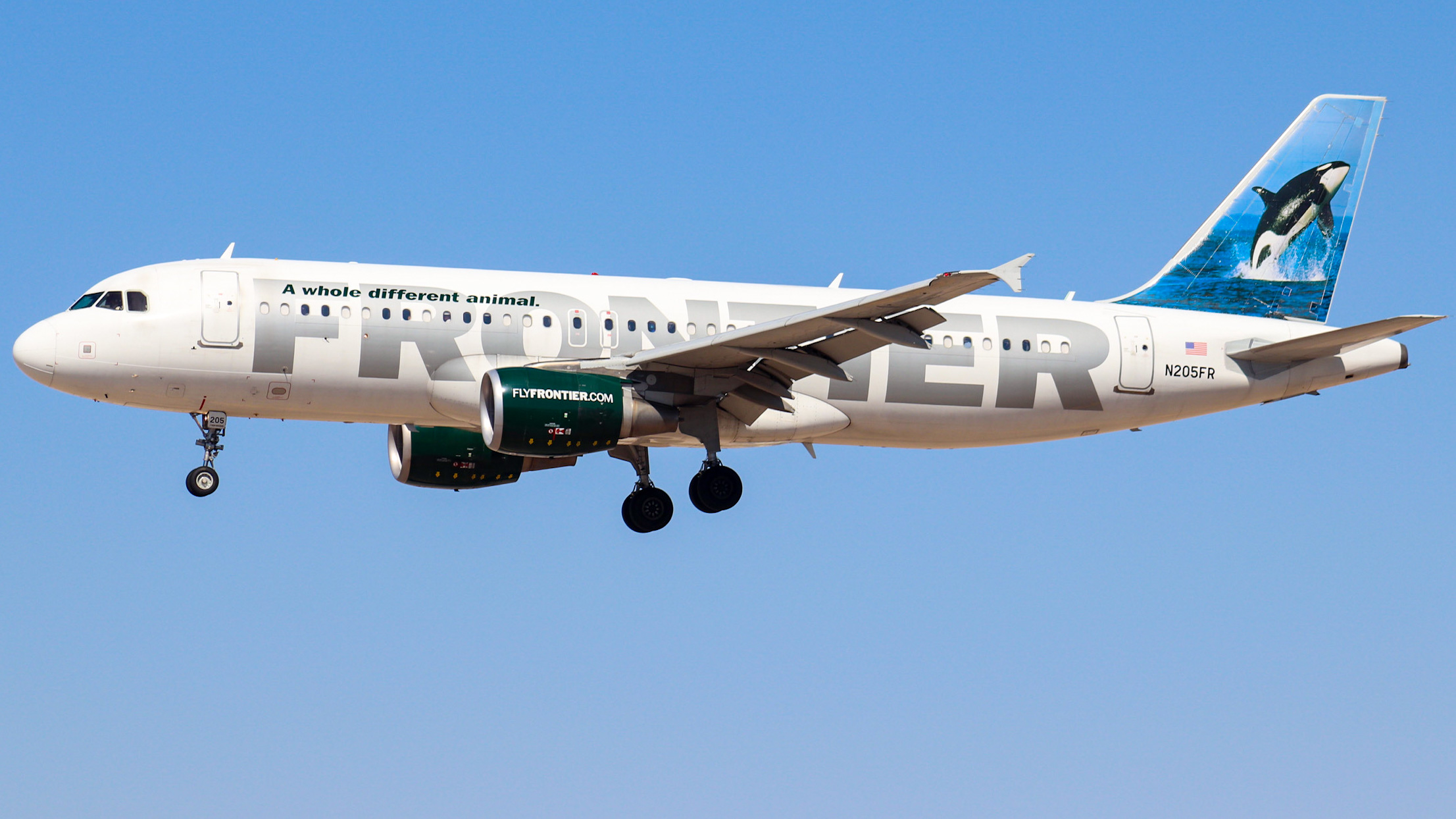 Full size: Frontier Airlines Airbus A320 N205FR at Harry Reid International Airport