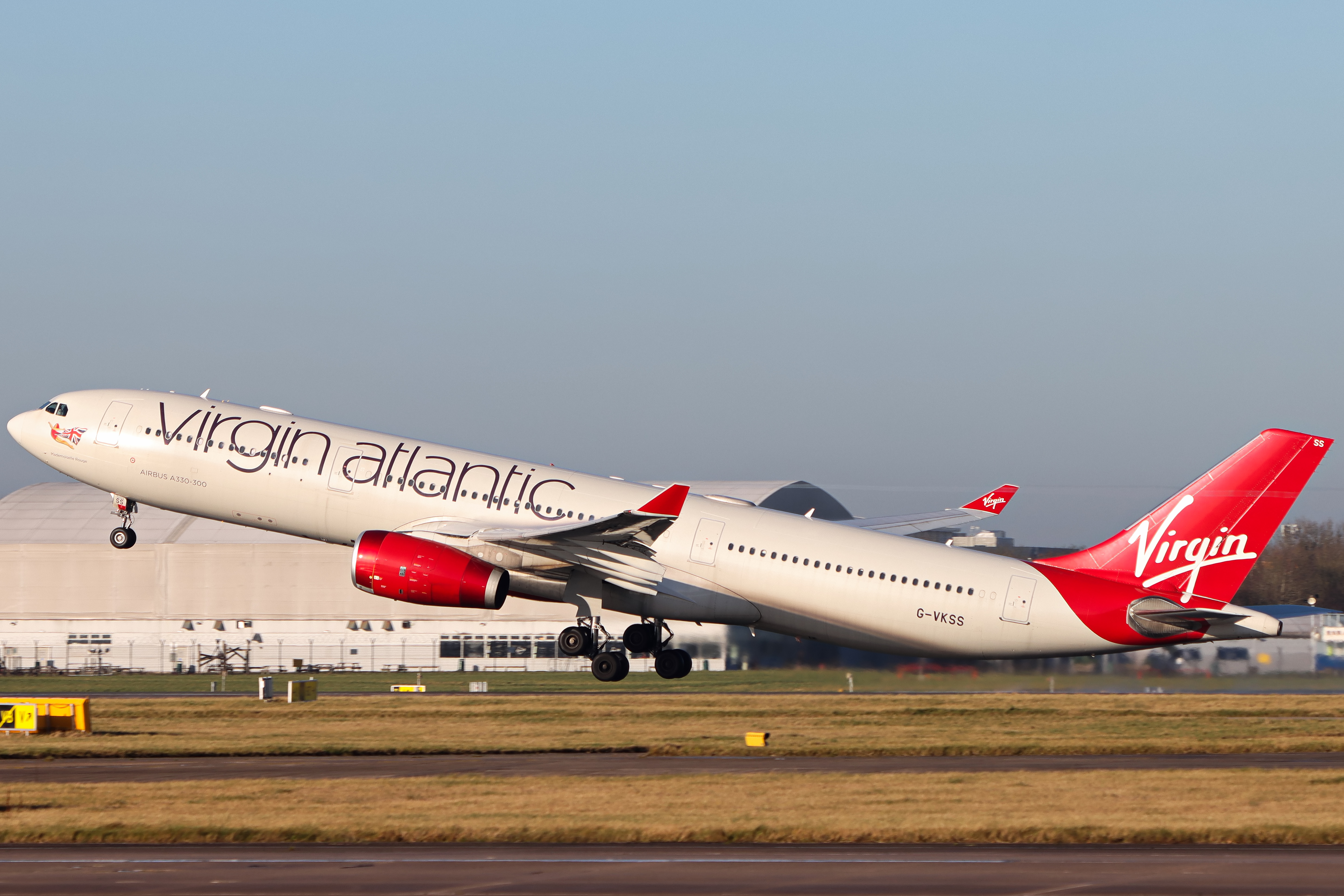 Full size: Virgin Atlantic Airbus A330-300 G-VKSS at Manchester Airport
