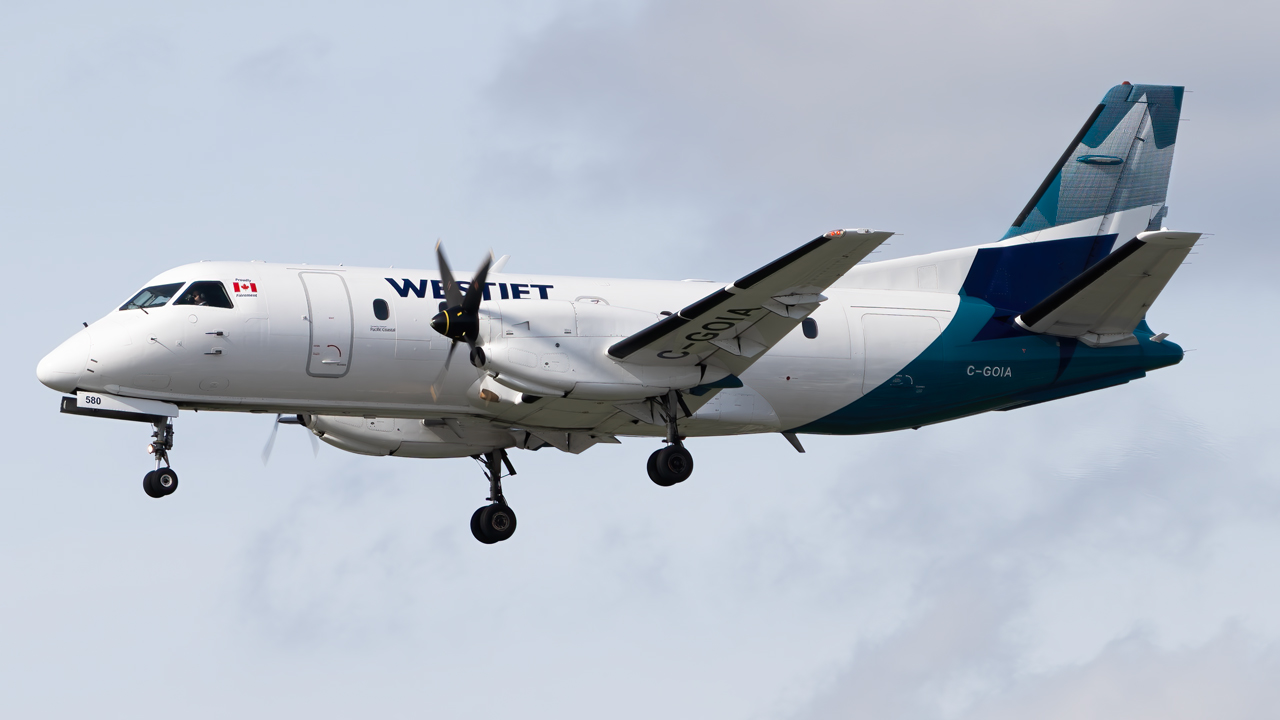 Full size: WestJet Saab 340 C-GOIA at Vancouver International Airport