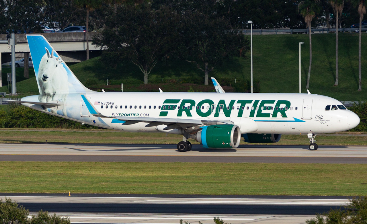 Full size: Frontier Airlines Airbus A320NEO N305FR at Tampa International Airport