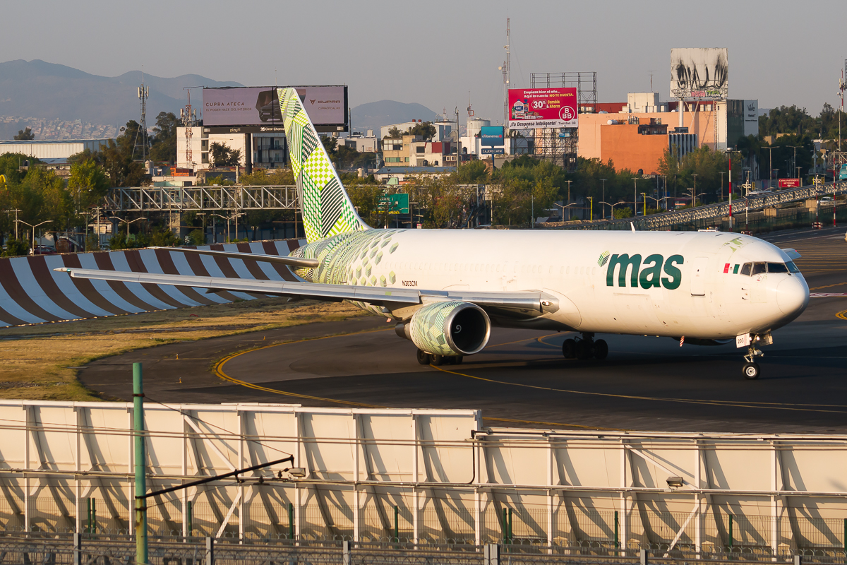 Full size: MasAir Boeing 767-300F N203CM at Mexico City International Airport