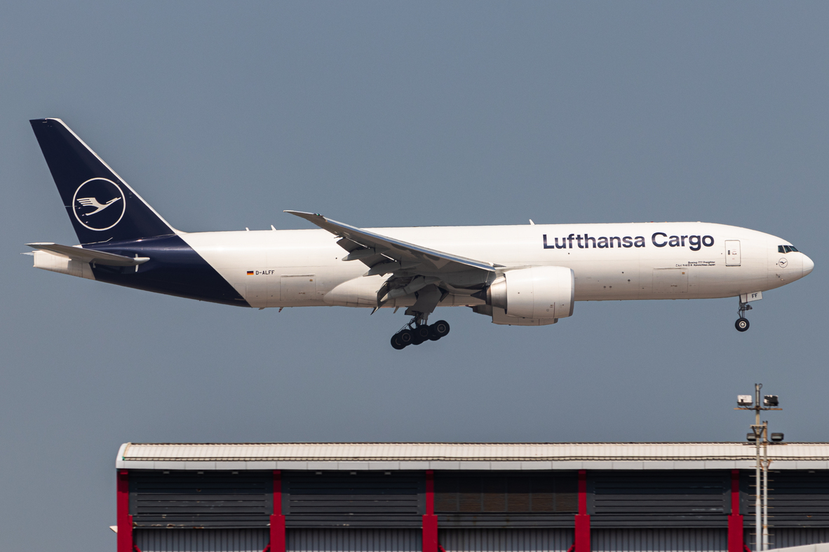 Full size: Lufthansa Cargo Boeing 777-F D-ALFF at Hong Kong International Airport