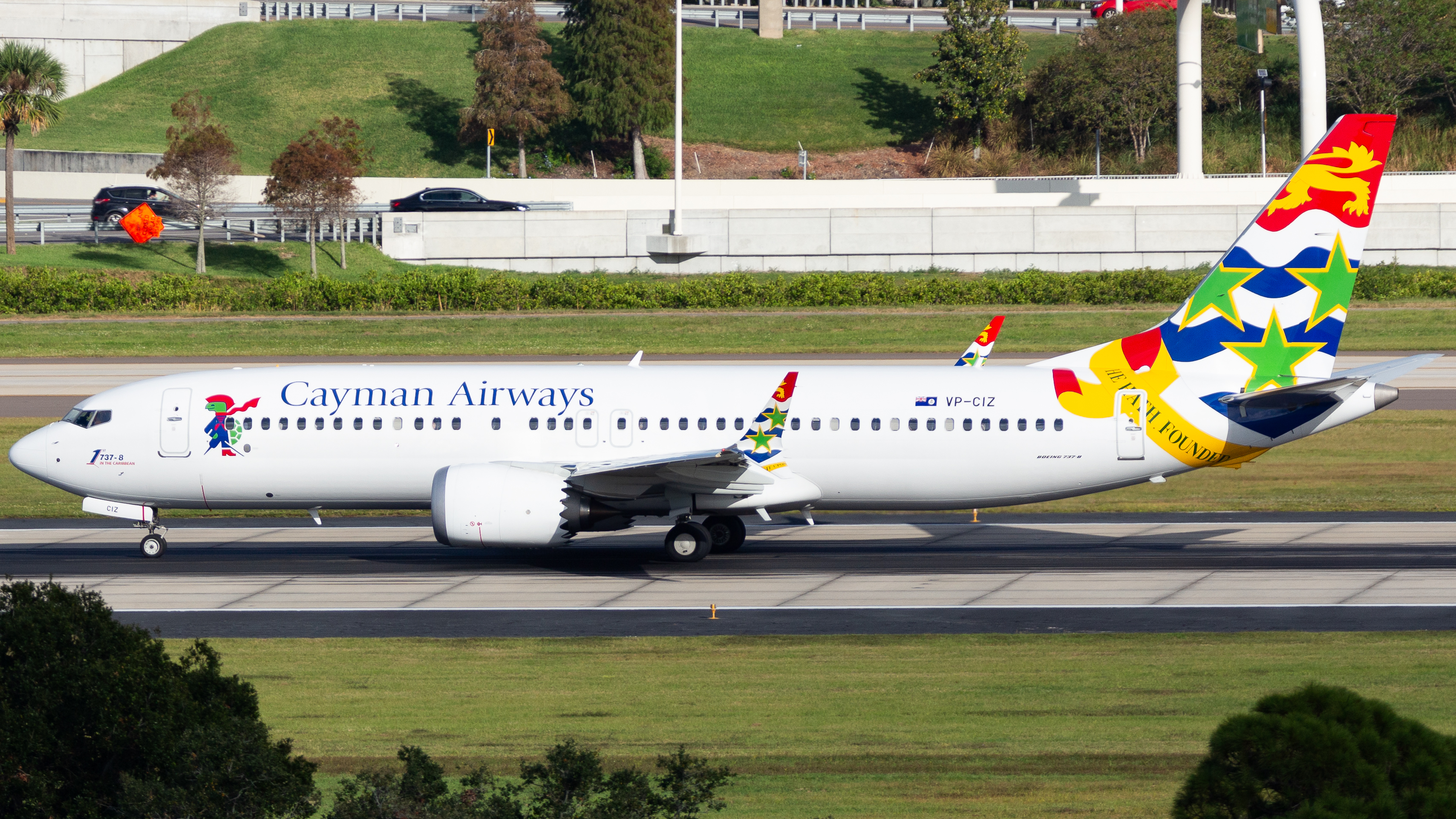Full size: Cayman Airways Boeing 737 MAX 8 VP-CIZ at Tampa International Airport