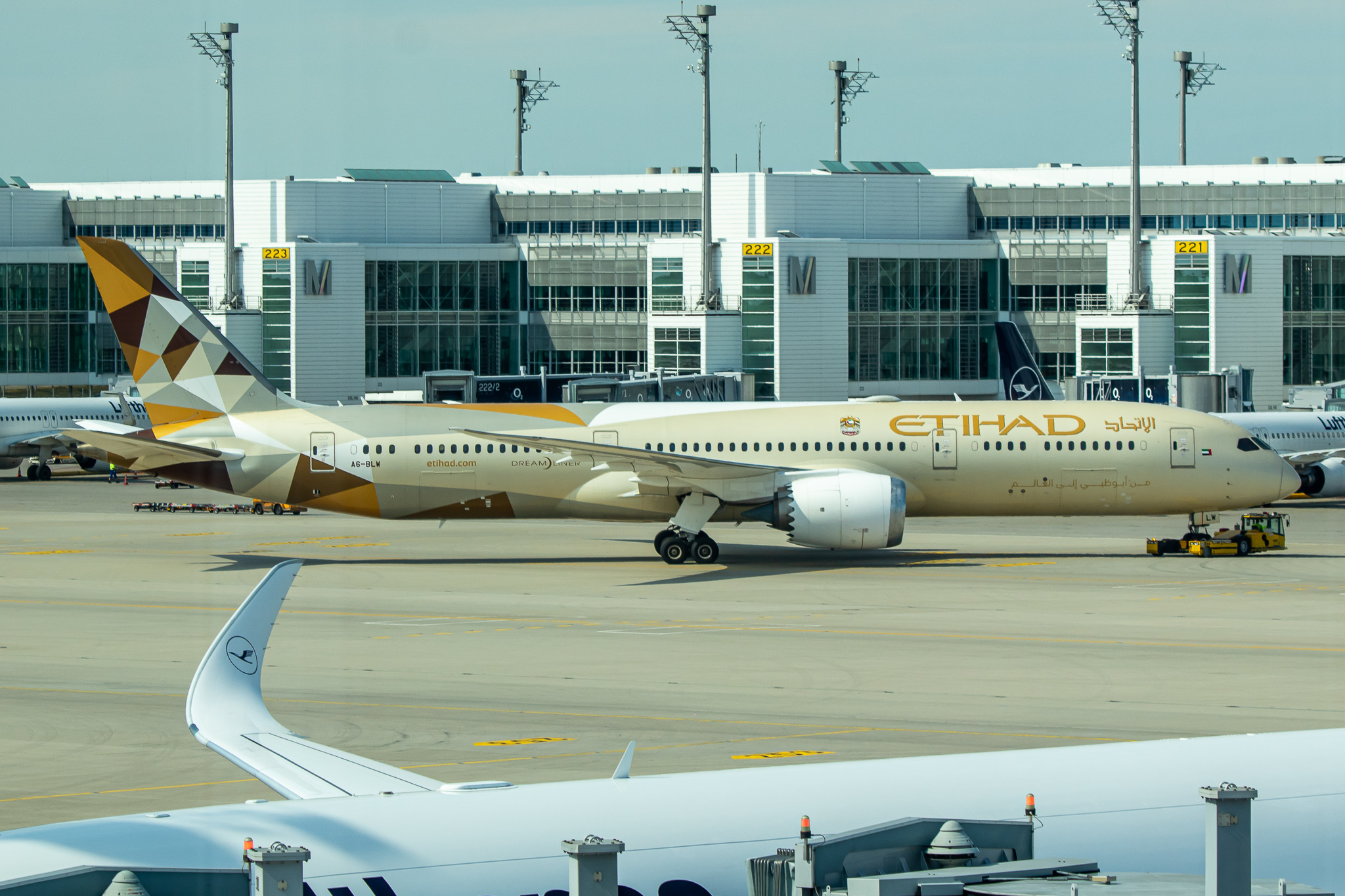 Full size: Etihad Airways Boeing 787-9 A6-BLW at Munich International Airport