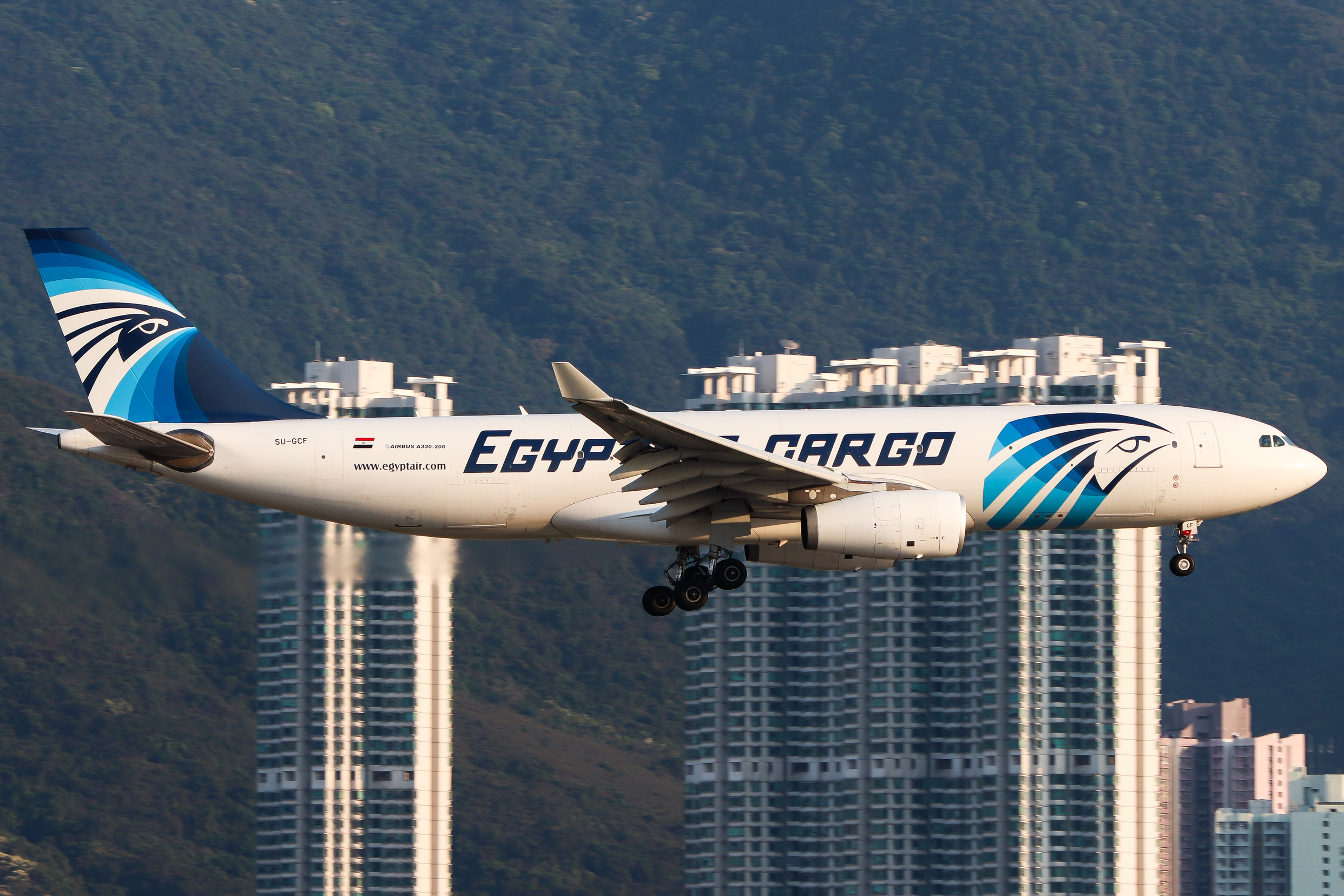 Full size: Egyptair Cargo Airbus A330-200F SU-GCF at Hong Kong International Airport