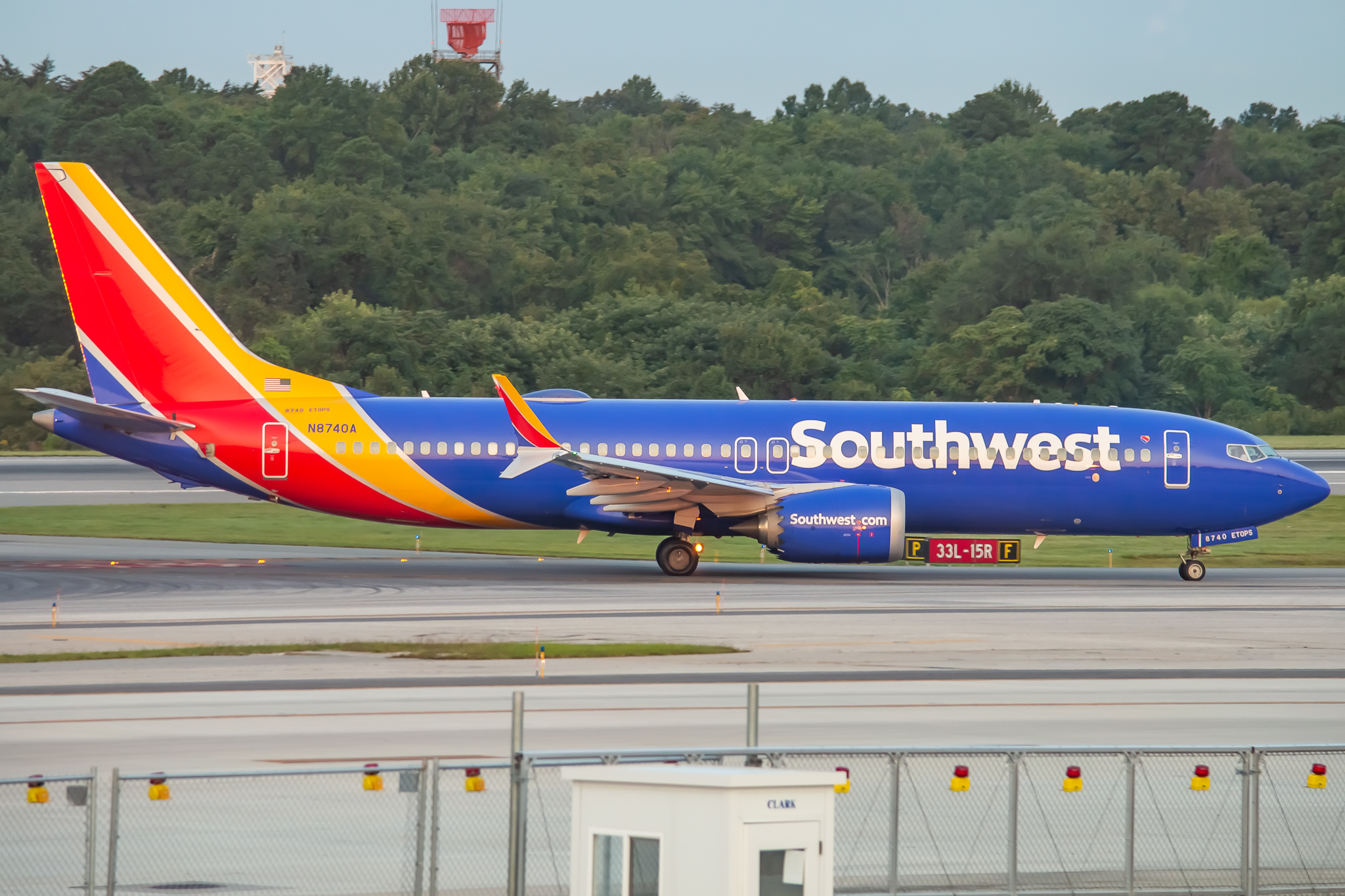 Full size: Southwest Airlines Boeing 737 MAX 8 N8740A at Baltimore/Washington International Thurgood Marshall Airport