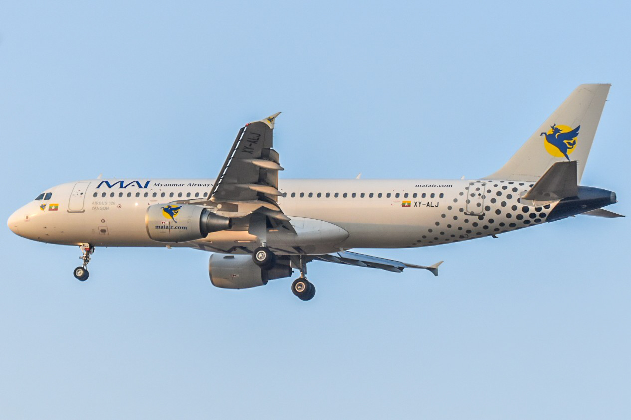 Full size: Myanmar Airways International Airbus A320 XY-ALJ at Tel Aviv-Ben Gurion Airport