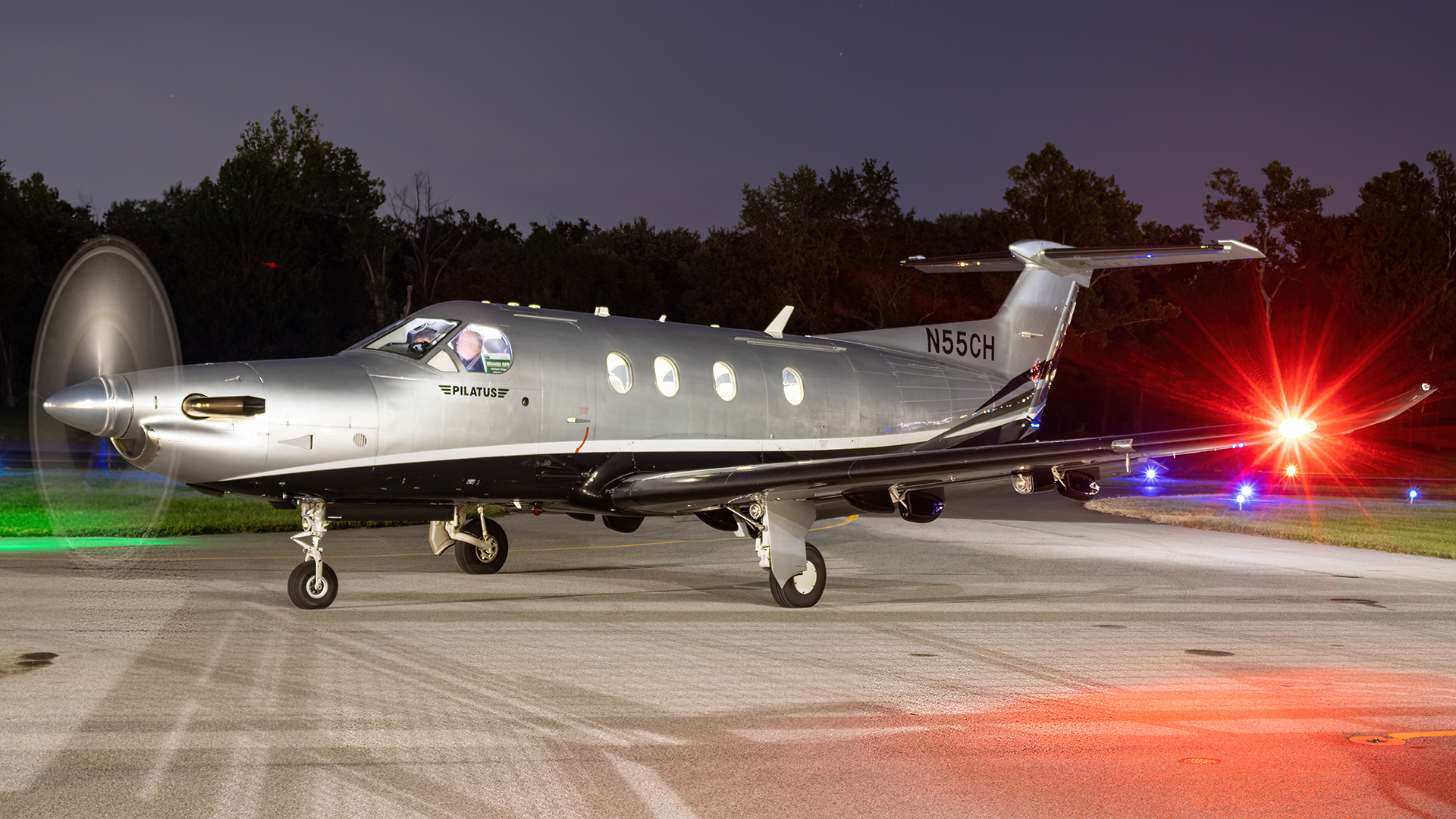 Full size: Flying Zebra  Pilatus PC-12 N55CH at College Park Airport