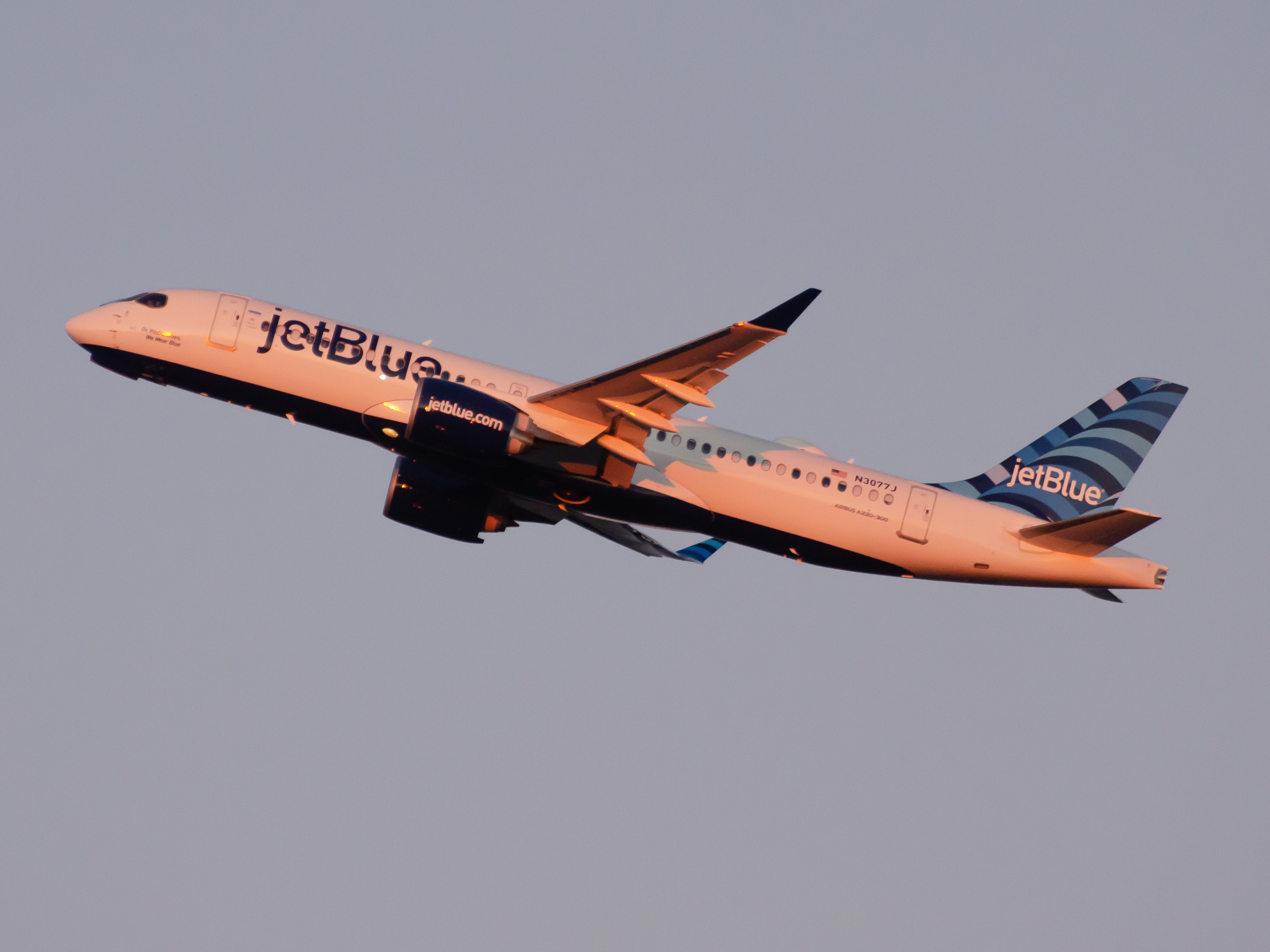Full size: JetBlue Airways Airbus A220-300 N3077J at General Edward Lawrence Logan International Airport