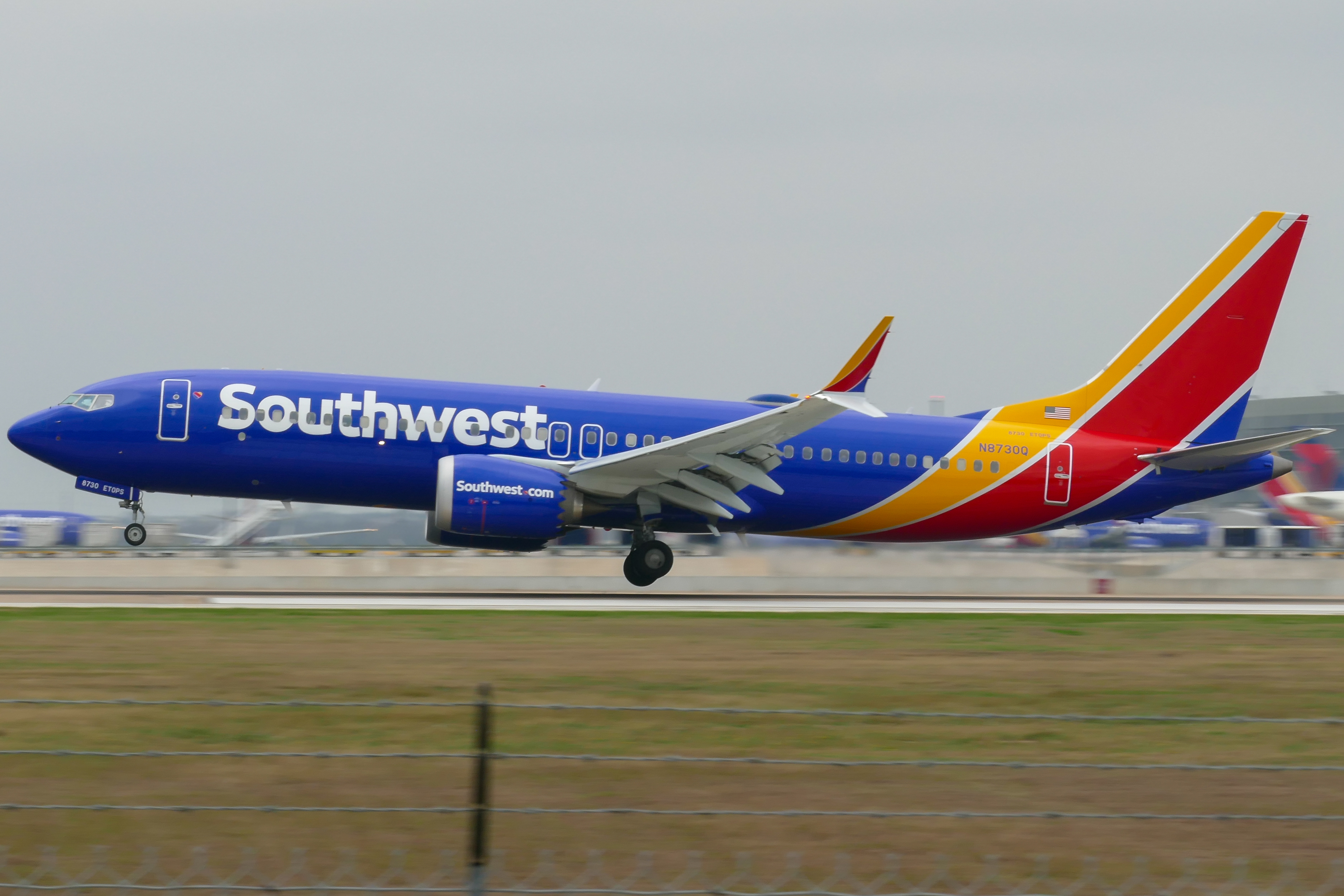 Full size: Southwest Airlines Boeing 737 MAX 8 N8730Q at Austin-Bergstrom International Airport