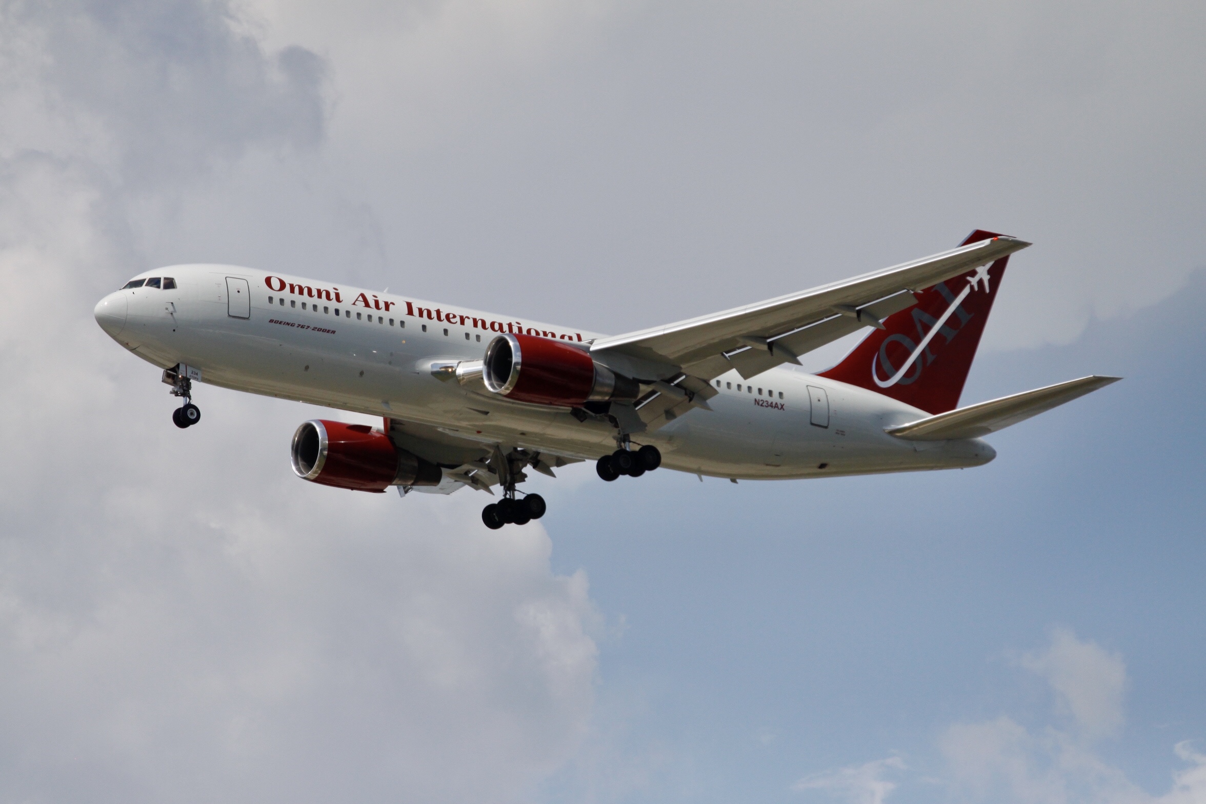Full size: Omni Air International Boeing 767-200 N234AX at Houston-George Bush Intercontinental Airport