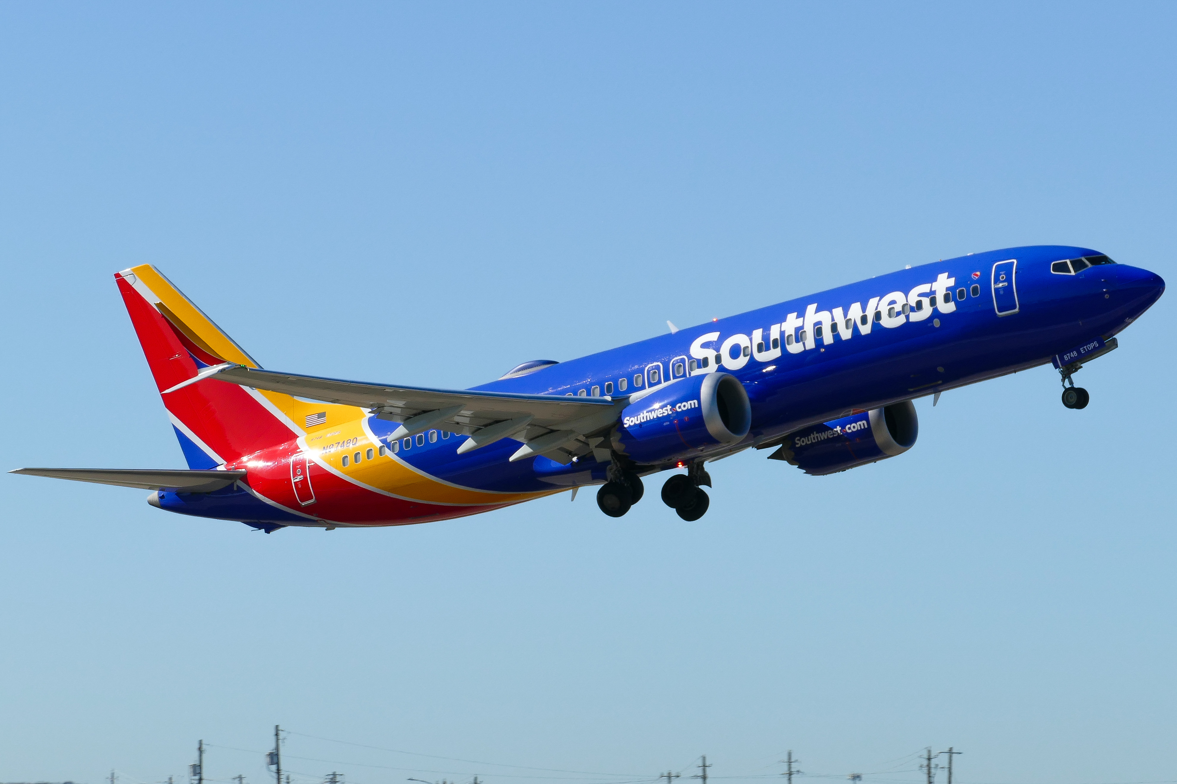 Full size: Southwest Airlines Boeing 737 MAX 8 N8748Q at Austin-Bergstrom International Airport