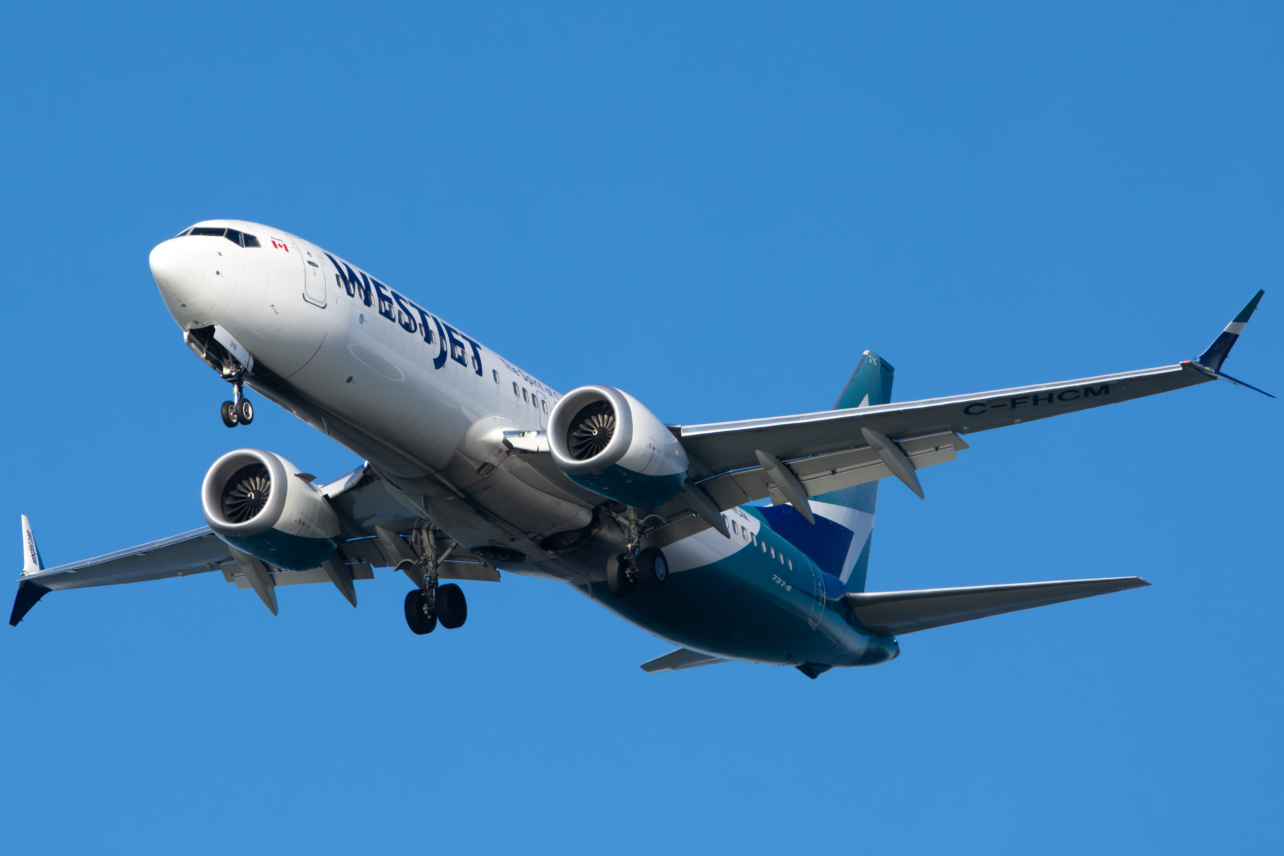 Full size: WestJet Boeing 737 MAX 8 C-FHCM at San Francisco International Airport