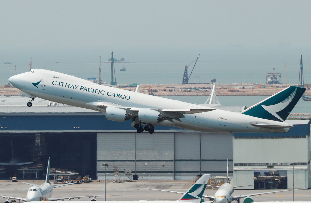 Full size: Cathay Pacific Cargo Boeing 747-8i B-LJG at Hong Kong International Airport