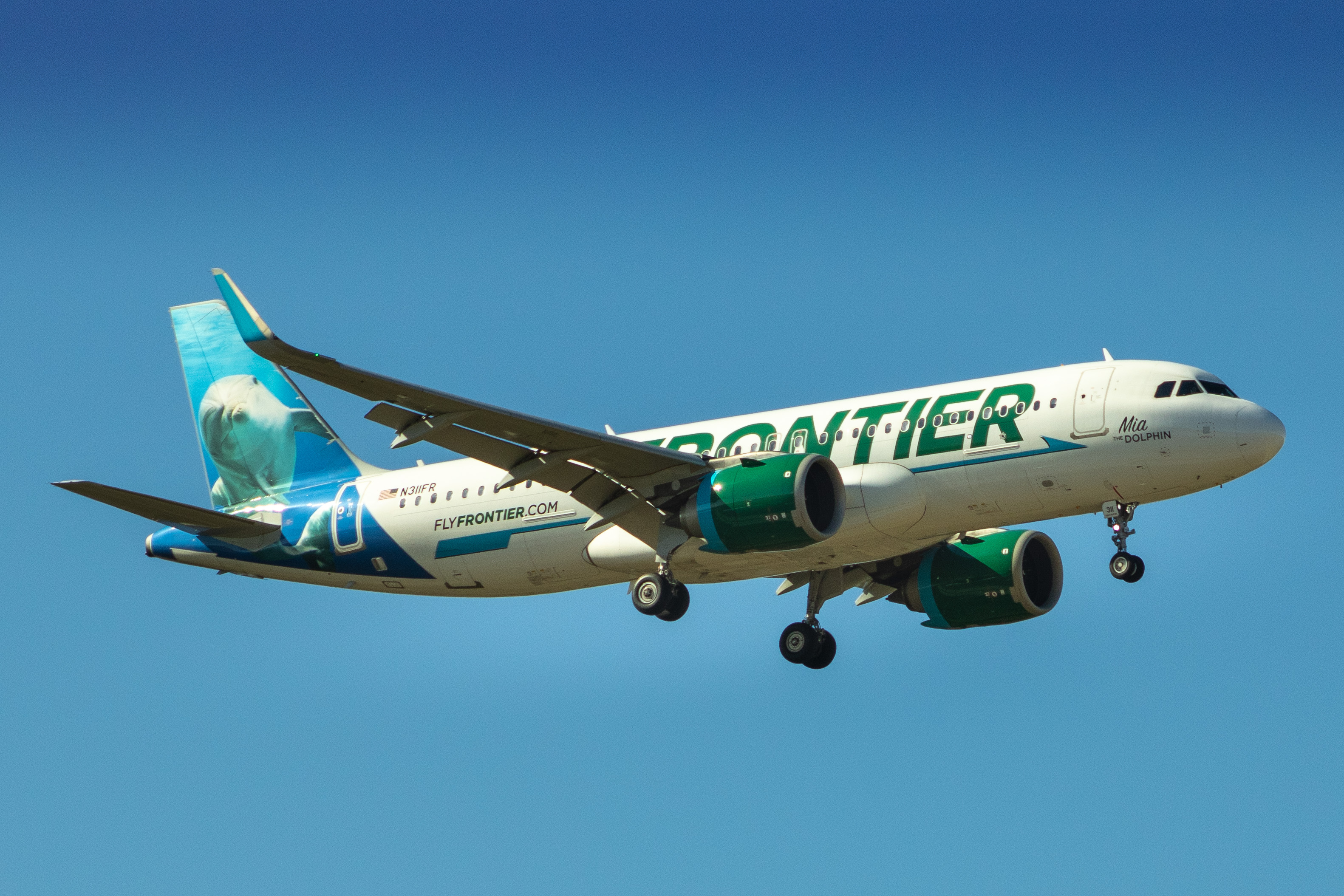 Full size: Frontier Airlines Airbus A320NEO N311FR at Dallas-Fort Worth International Airport