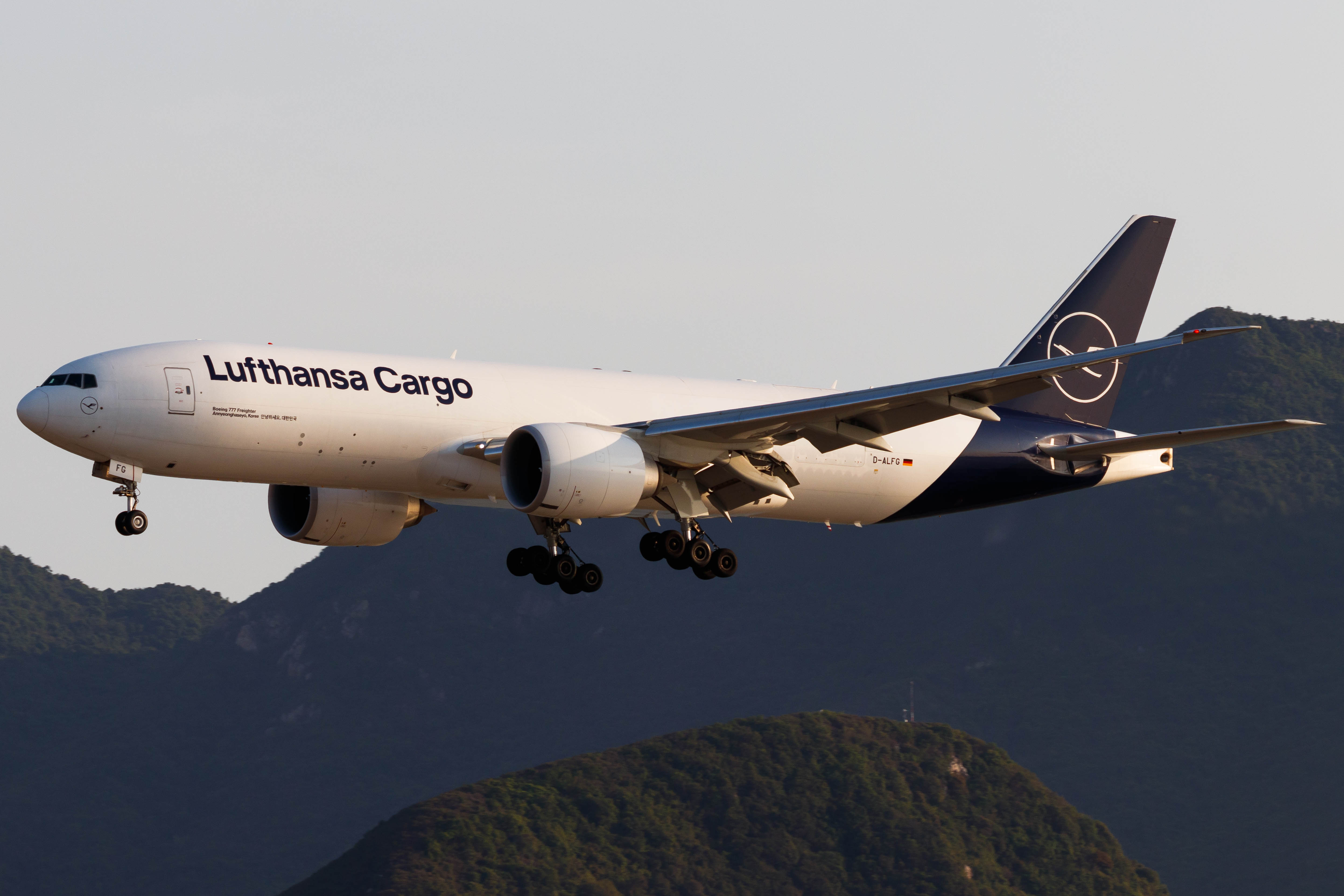 Full size: Lufthansa Cargo Boeing 777-F D-ALFG at Hong Kong International Airport