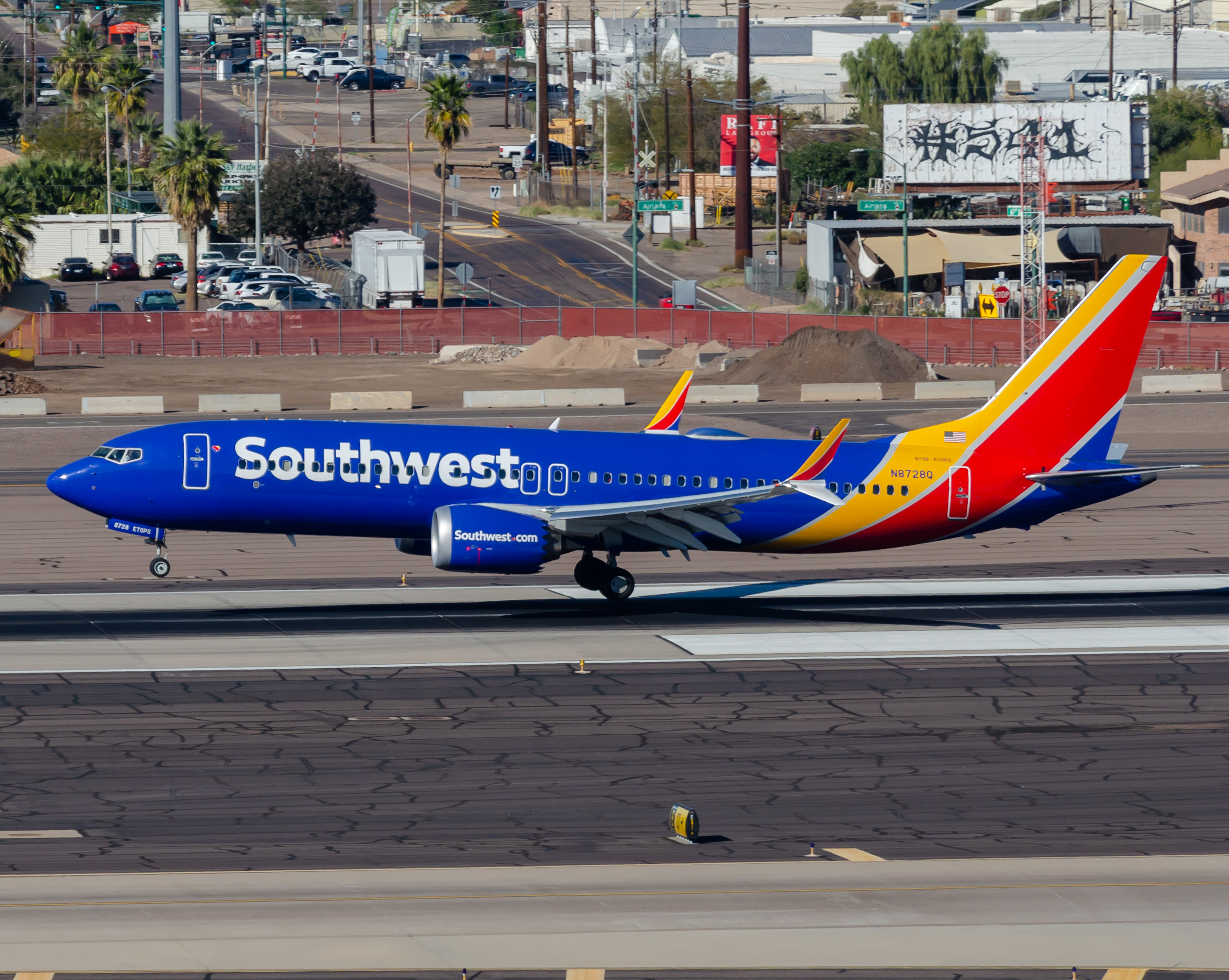 Full size: Southwest Airlines Boeing 737 MAX 8 N8728Q at Phoenix Sky Harbor International Airport