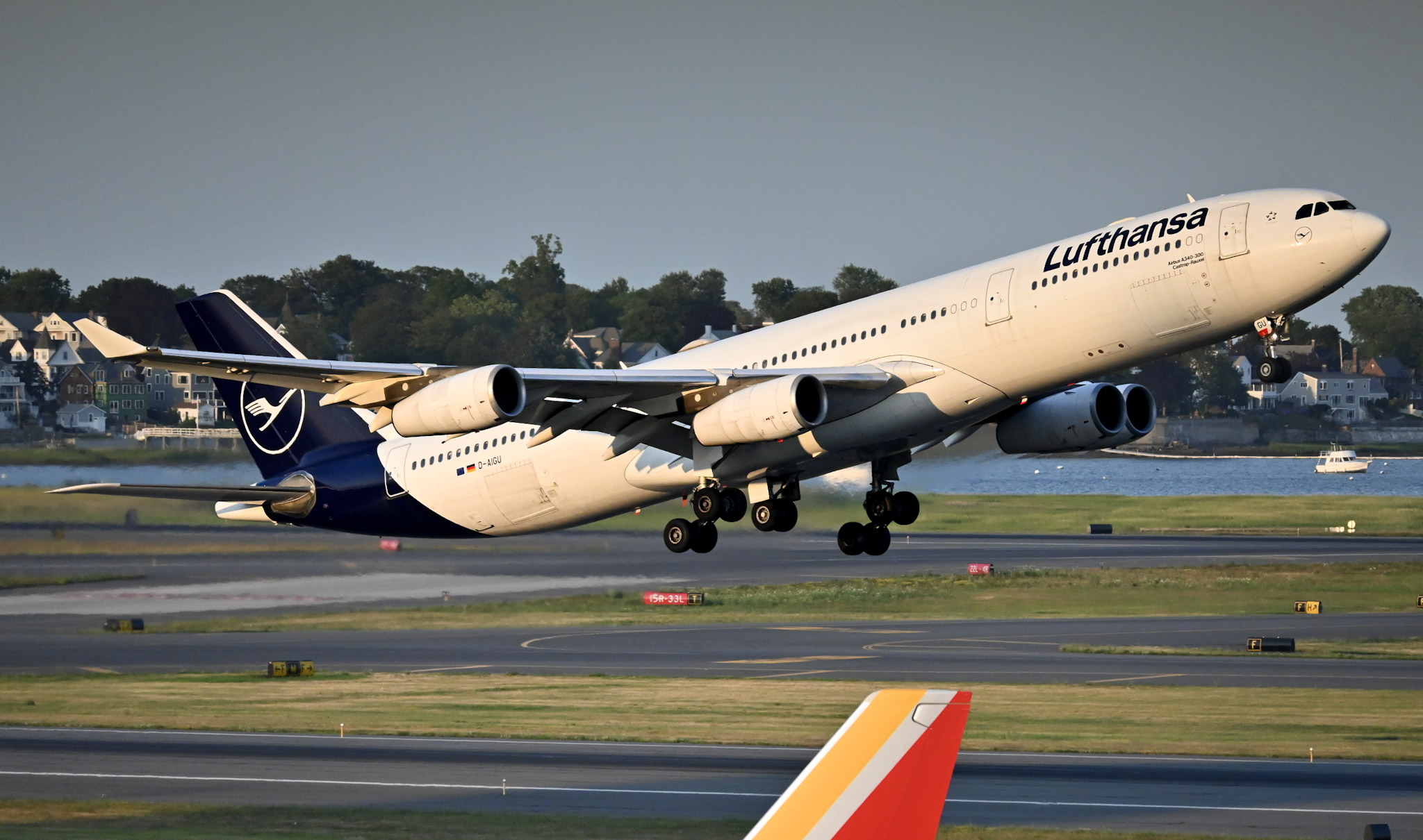 Full size: Lufthansa Airbus A340-300 D-AIGU at General Edward Lawrence Logan International Airport