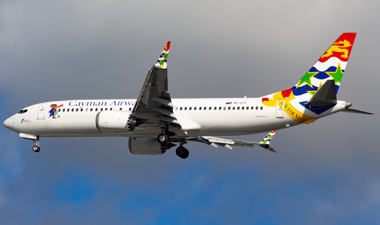 Full size: Cayman Airways Boeing 737 MAX 8 VP-CIY at Tampa International Airport
