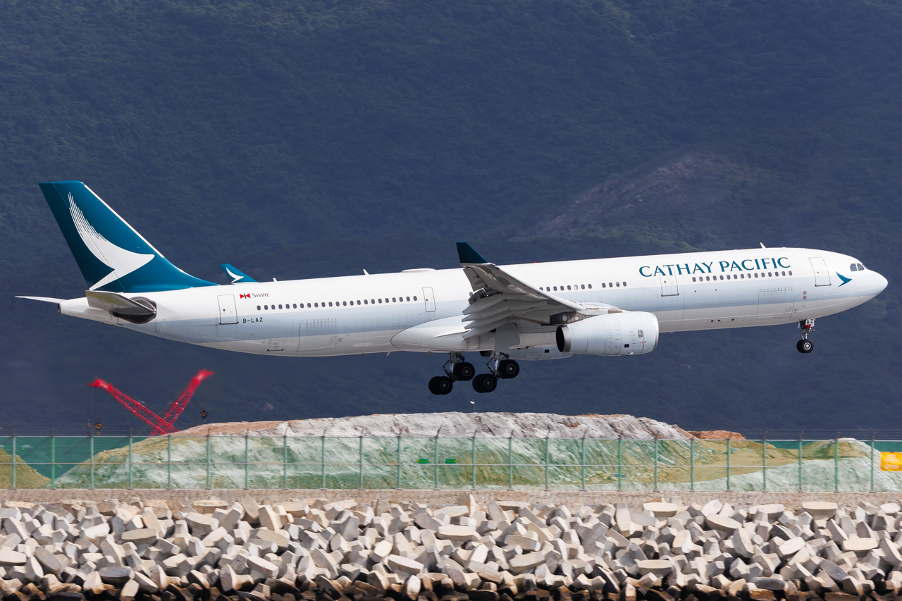 Full size: Cathay Pacific Airbus A330-300 B-LAZ at Hong Kong International Airport