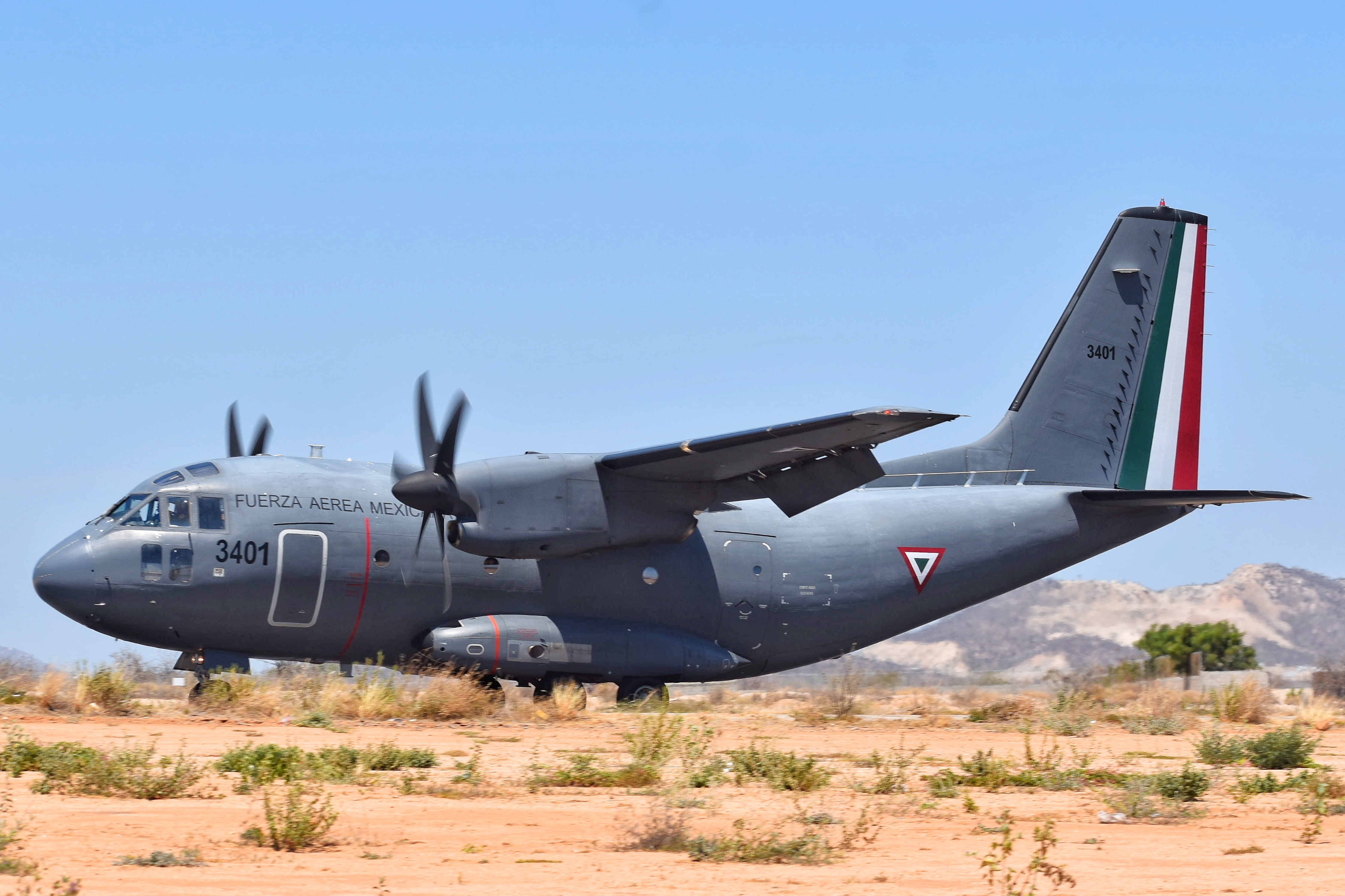 Full size: Mexican Airforce  Alenia C-27 Spartan 3401 at Aeropuerto de Cabo San Lucas Internacional