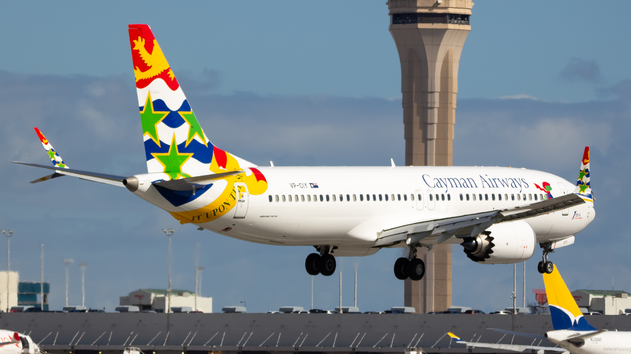 Full size: Cayman Airways Boeing 737 MAX 8 VP-CIY at Miami International Airport