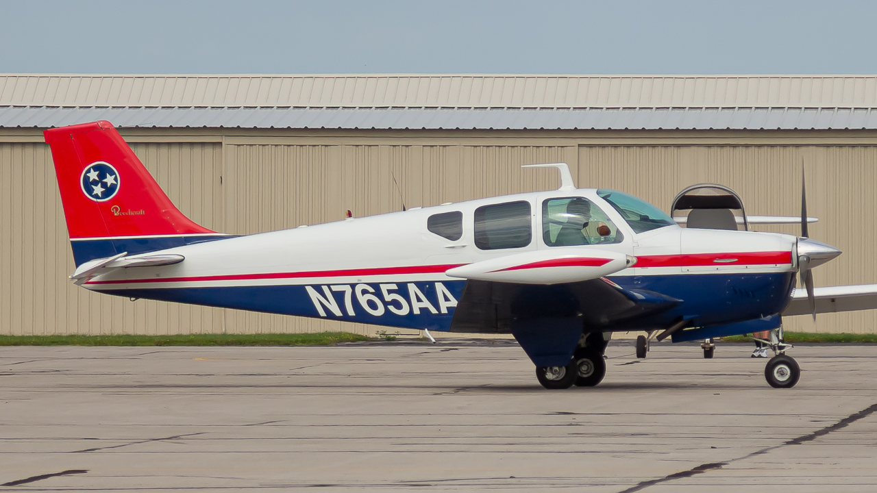 Full size: PRIVATE Beech 33 Debonair N765AA at Delaware Municipal Airport
