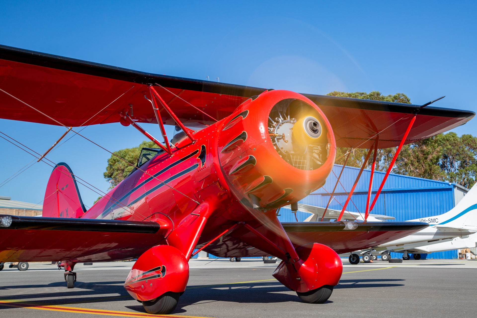 Full size: PRIVATE Waco Classic YMF-5 VH-MLX at Perth Jandakot Airport