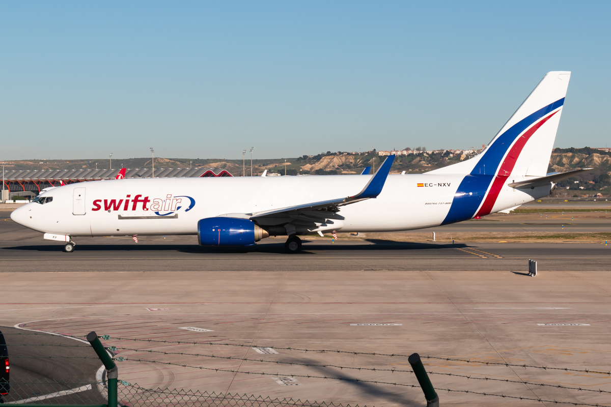 Full size: Swift Air Boeing 737-800F EC-NXV at Madrid Barajas Airport