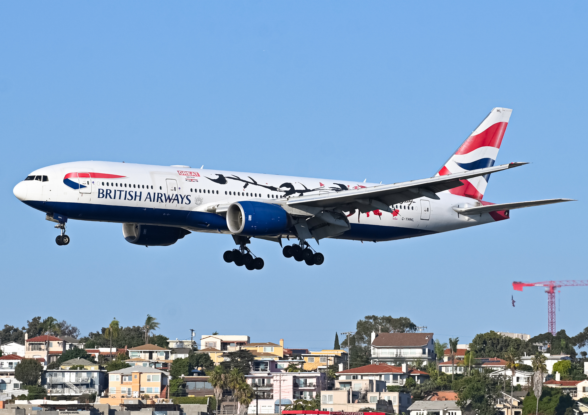 Full size: British Airways Boeing 777-200ER G-YMML at San Diego International Airport