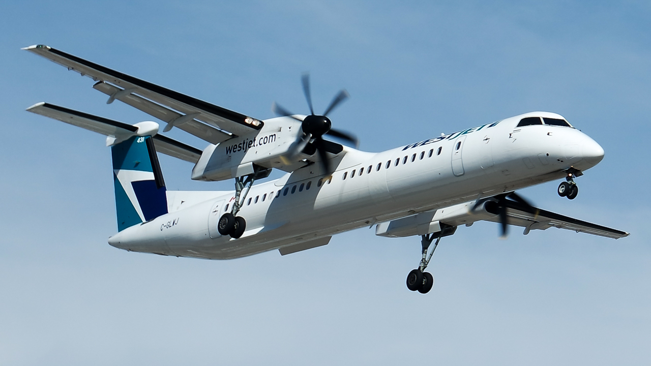 Full size: WestJet De Havilland Dash-8 Q100 De Havilland Dash-8 q400 C-GLWJ at Lester B Pearson International Airport