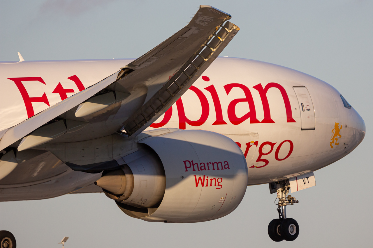 Full size: Ethiopian Airlines Boeing 777-F ET-AVT at Miami International Airport
