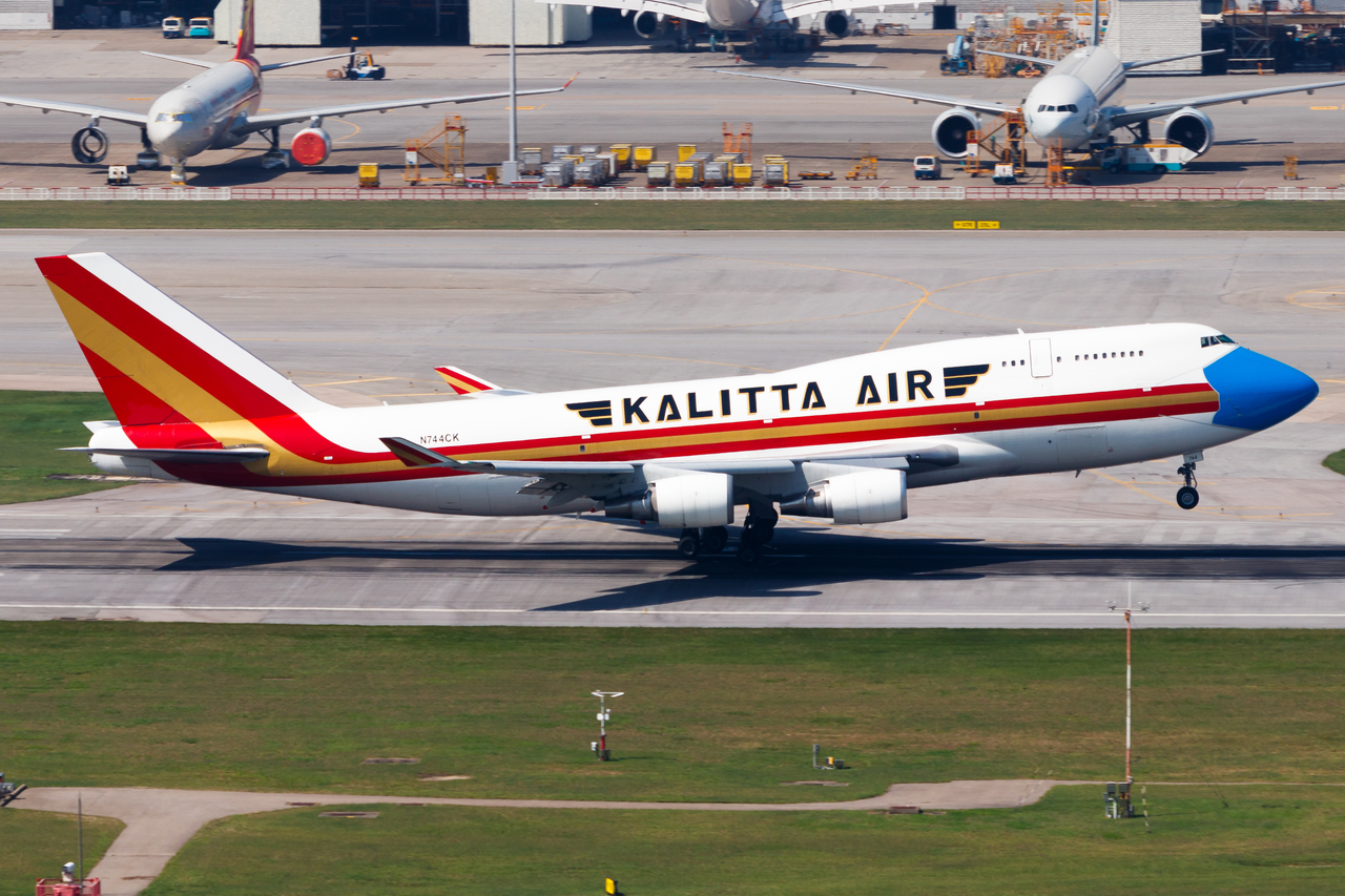 Full size: Kalitta Air Boeing 747-400F N744CK at Hong Kong International Airport