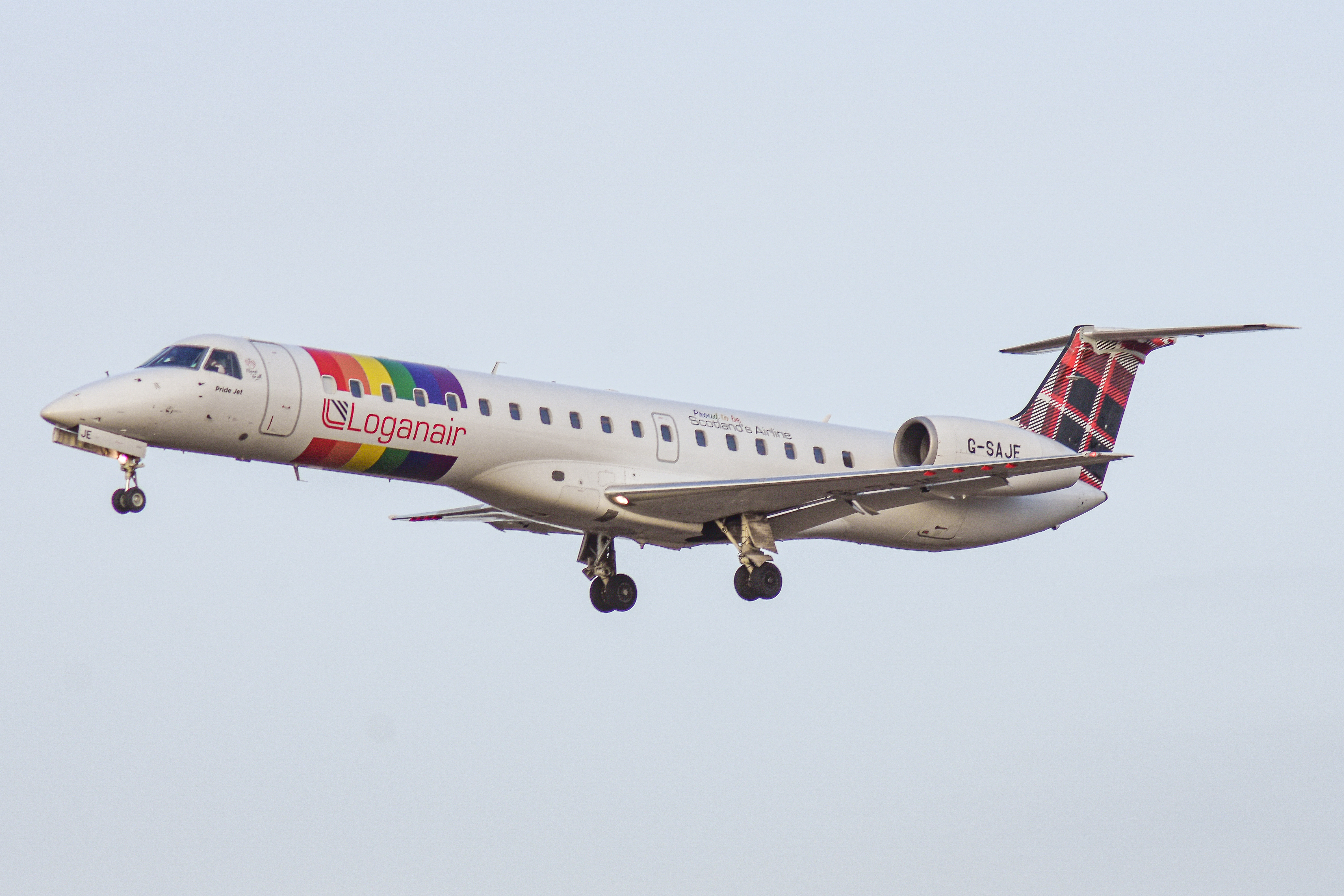 Full size: Loganair Embraer ERJ145 G-SAJE at Norwich International Airport
