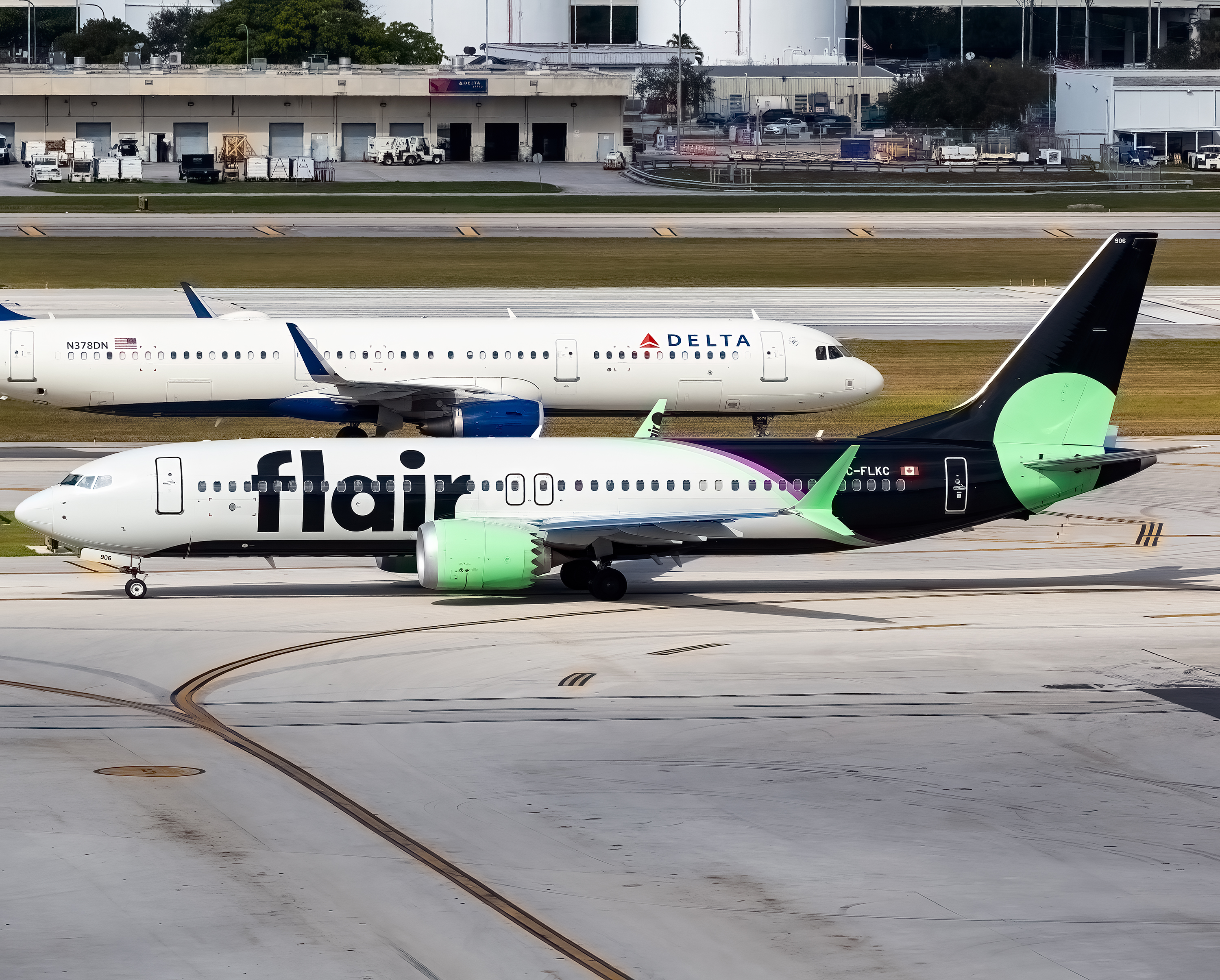 Full size: Flair Airlines Boeing 737 MAX 8 C-FLKC at Fort Lauderdale/Hollywood International Airport