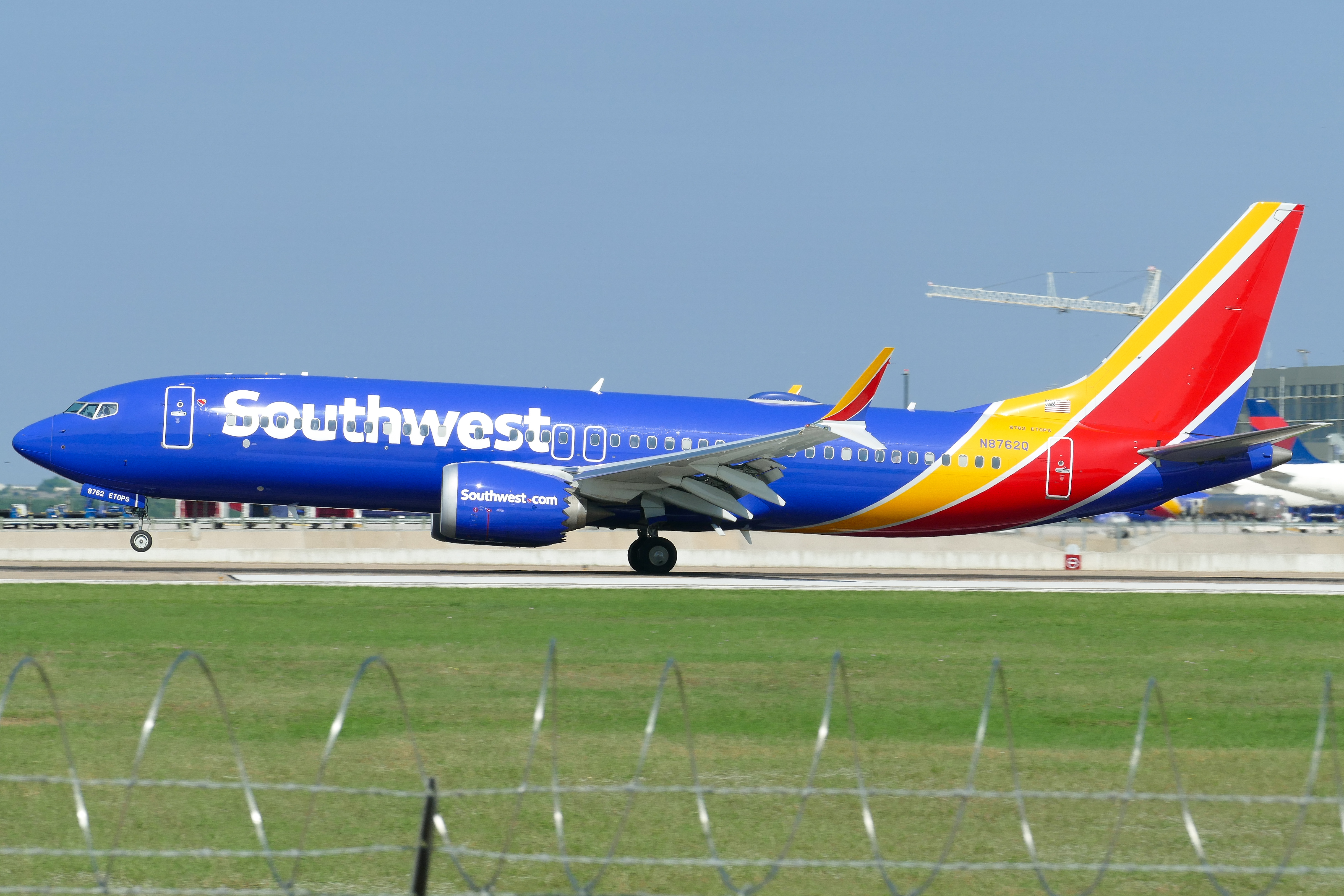 Full size: Southwest Airlines Boeing 737 MAX 8 N8762Q at Austin-Bergstrom International Airport