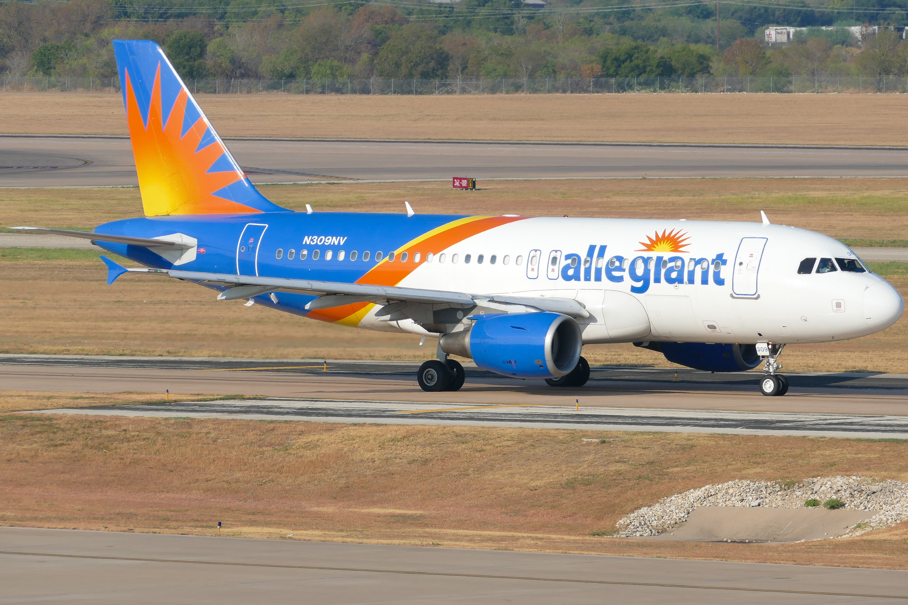 Full size: Allegiant Air Airbus A319 N309NV at Austin-Bergstrom International Airport