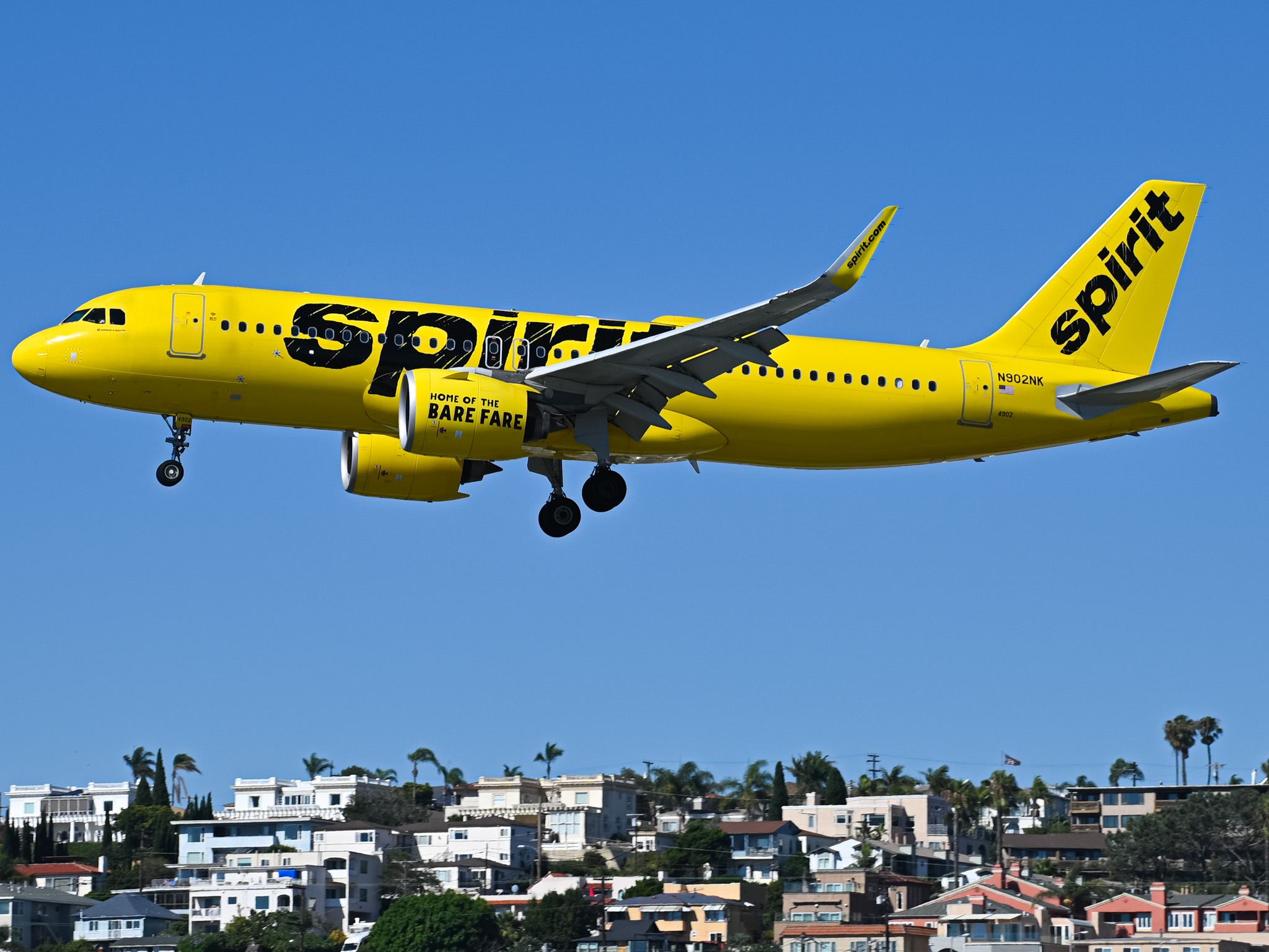Full size: Spirit Airlines Airbus A320NEO N902NK at San Diego International Airport