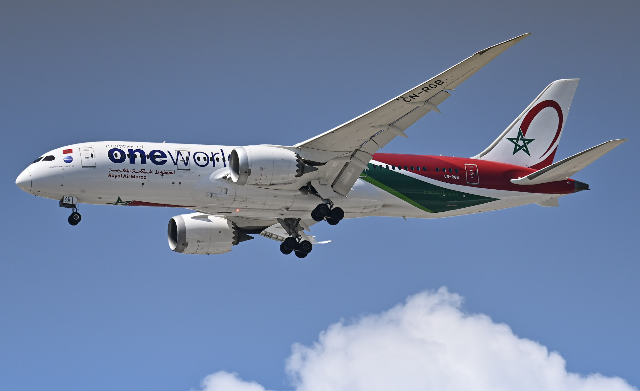 Full size: Royal Air Maroc Boeing 787-8 CN-RGB at General Edward Lawrence Logan International Airport