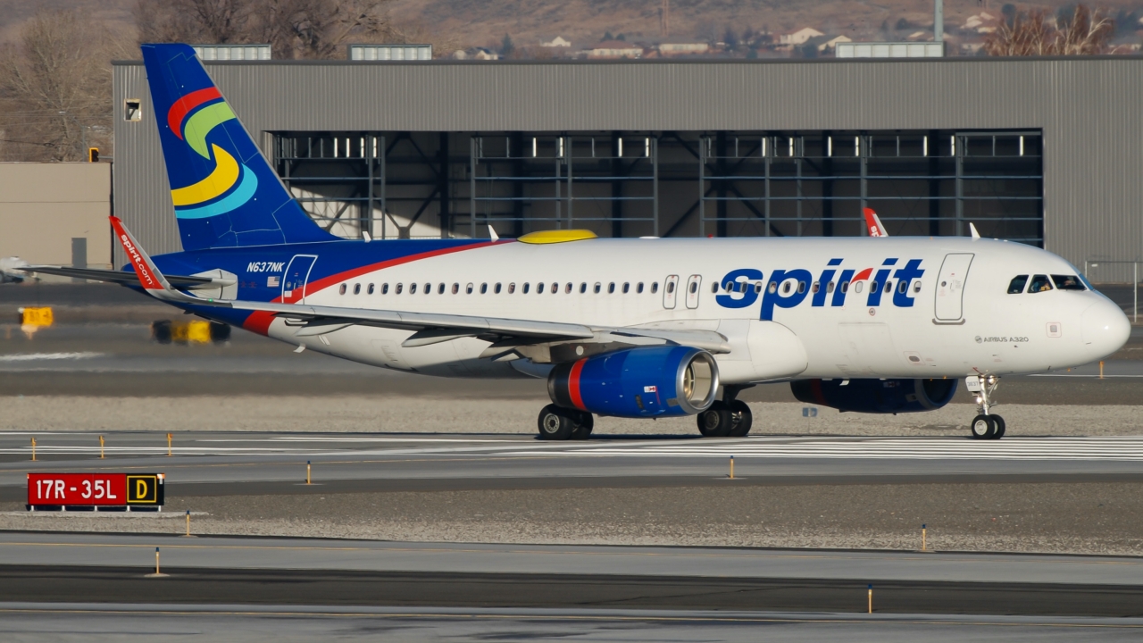 Full size: Spirit Airlines Airbus A320 N637NK at Reno/Tahoe International Airport