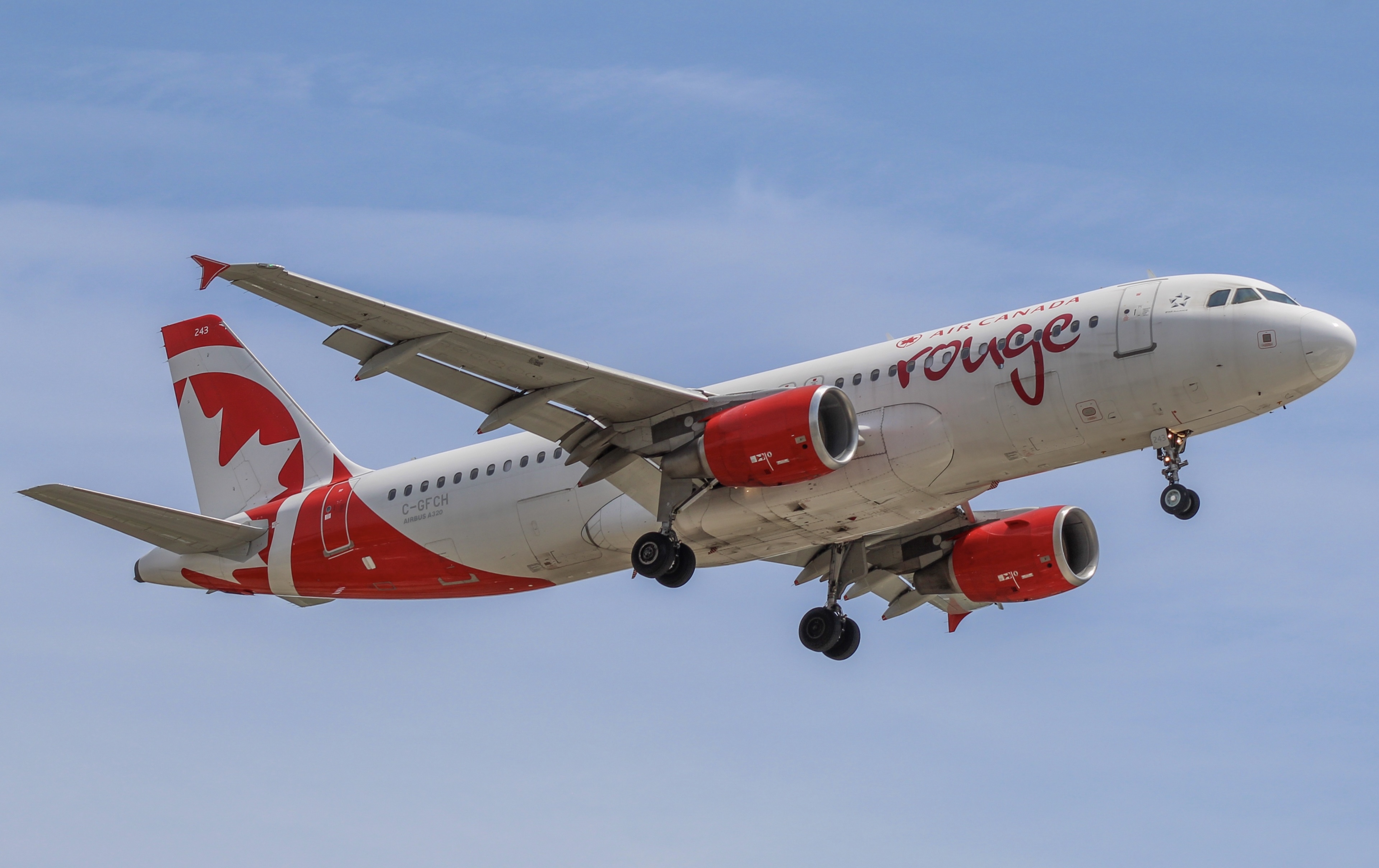 Full size: Air Canada Rouge Airbus A320 C-GFCH at Lester B Pearson International Airport