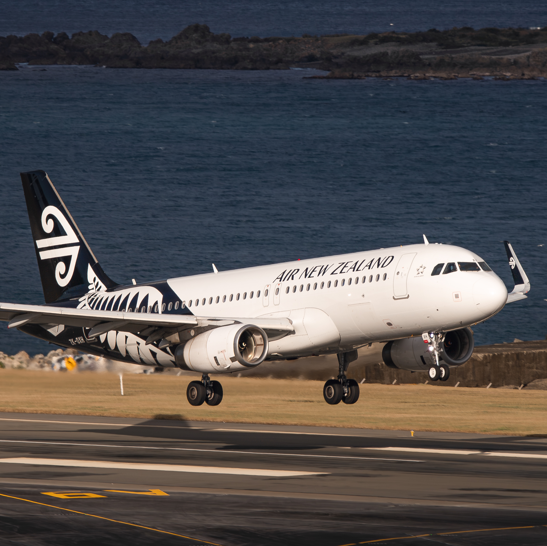 Full size: Air New Zealand Airbus A320 ZK-OXH at Wellington International Airport