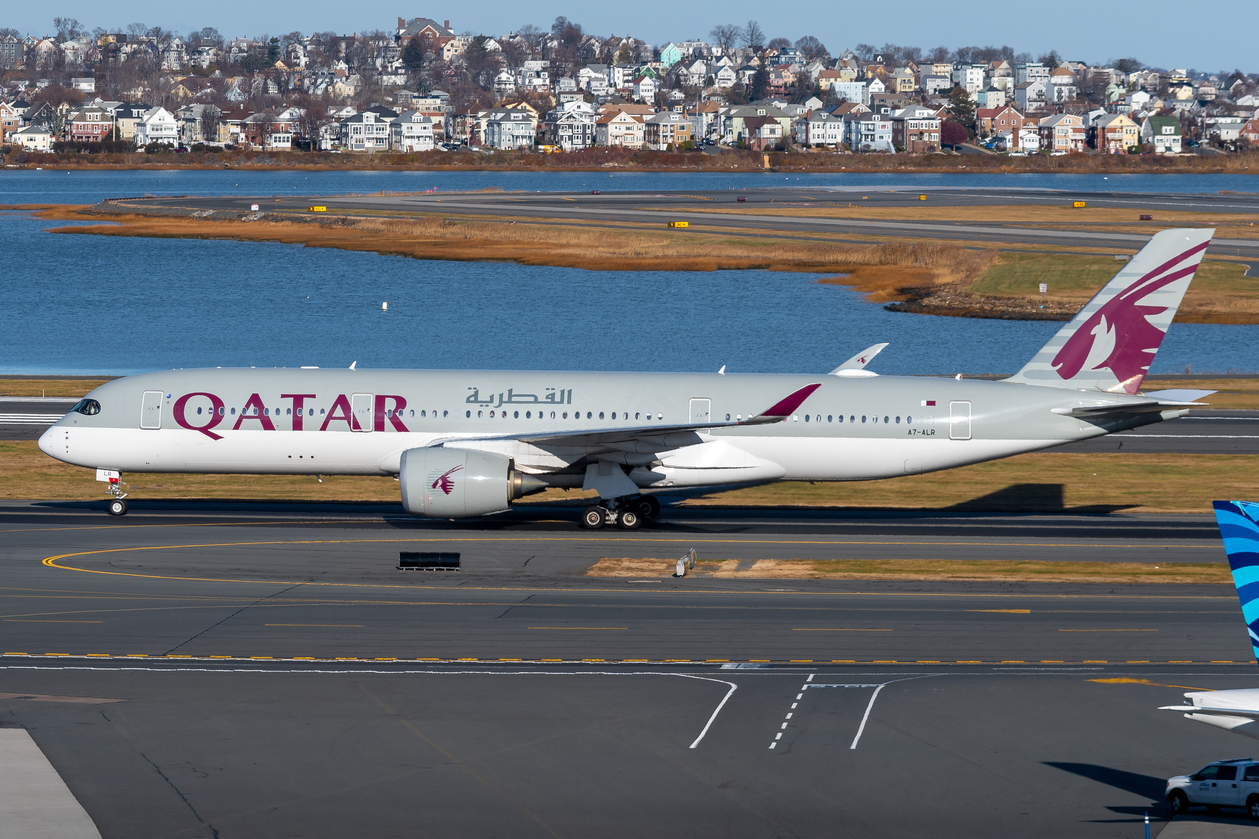 Full size: Qatar Airways Airbus A350-900 A7-ALR at General Edward Lawrence Logan International Airport