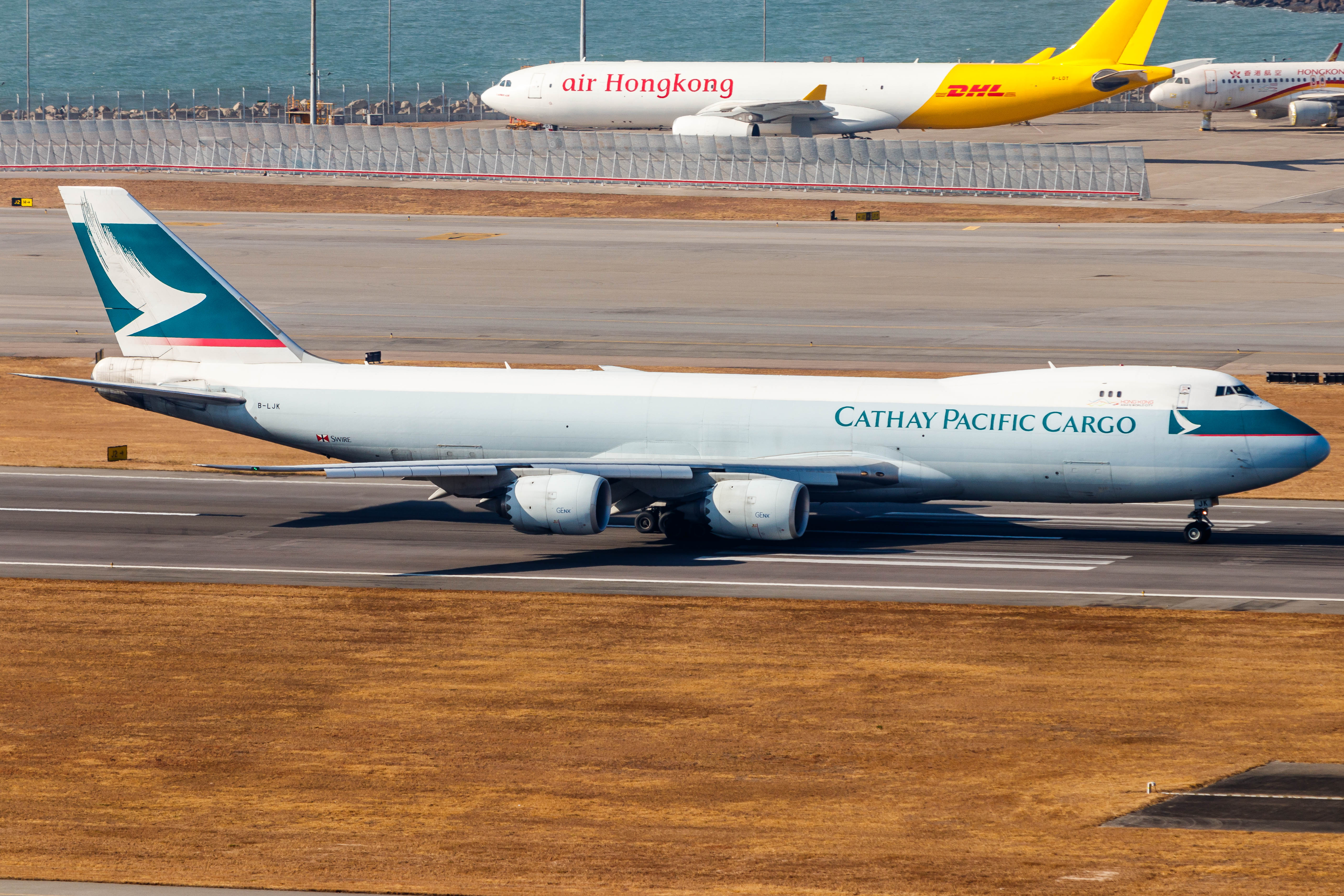 Full size: Cathay Pacific Cargo Boeing 747-8F B-LJK at Hong Kong International Airport