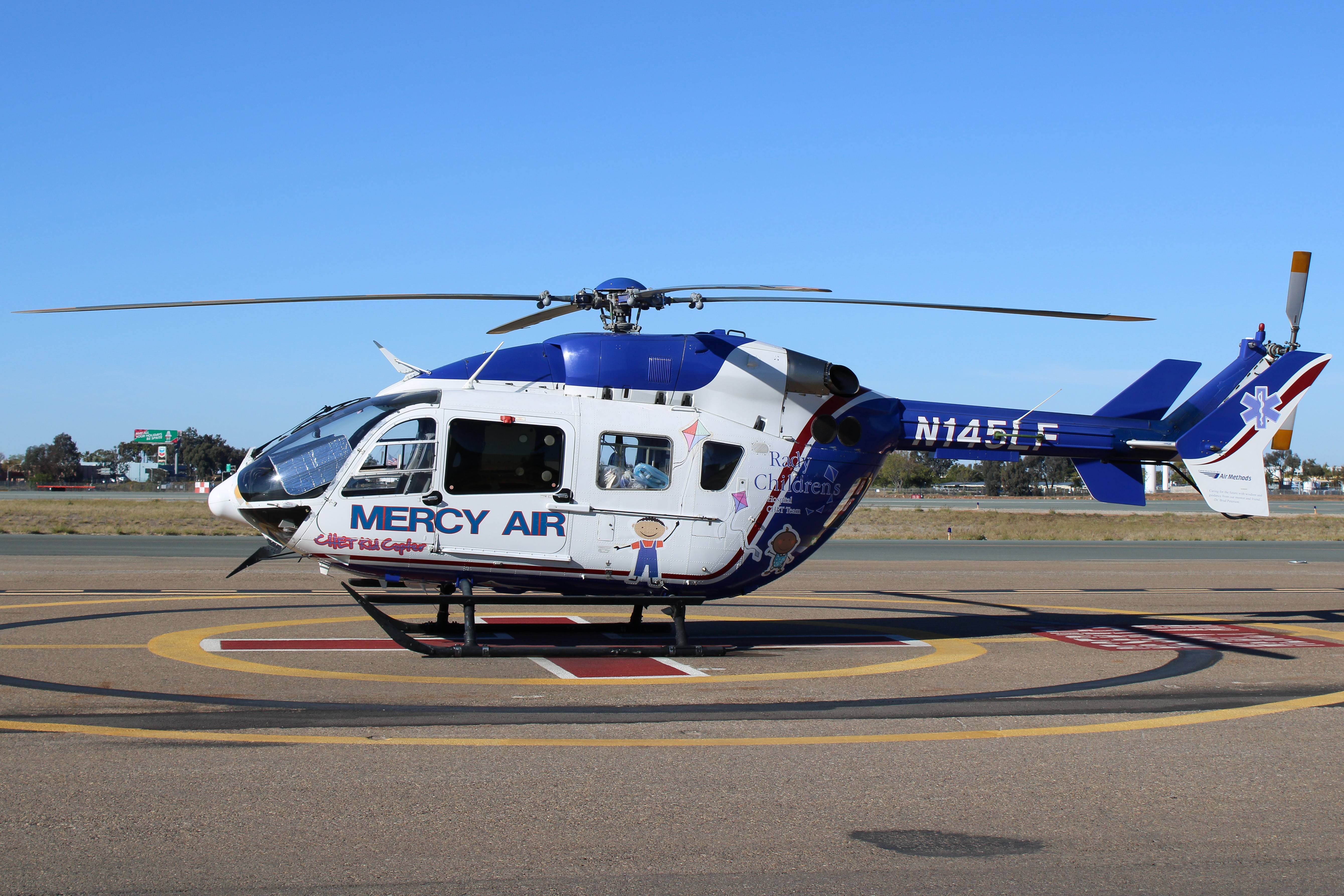 Full size: Air Methods Eurocopter EC145 N145LF at Montgomery-Gibbs Executive Airport