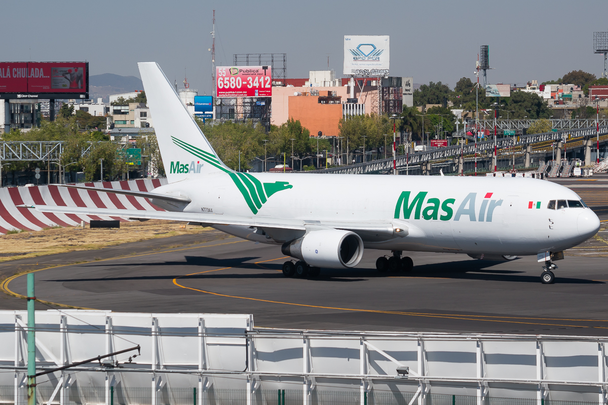 Full size: MasAir Boeing 767-200F N773AX at Mexico City International Airport