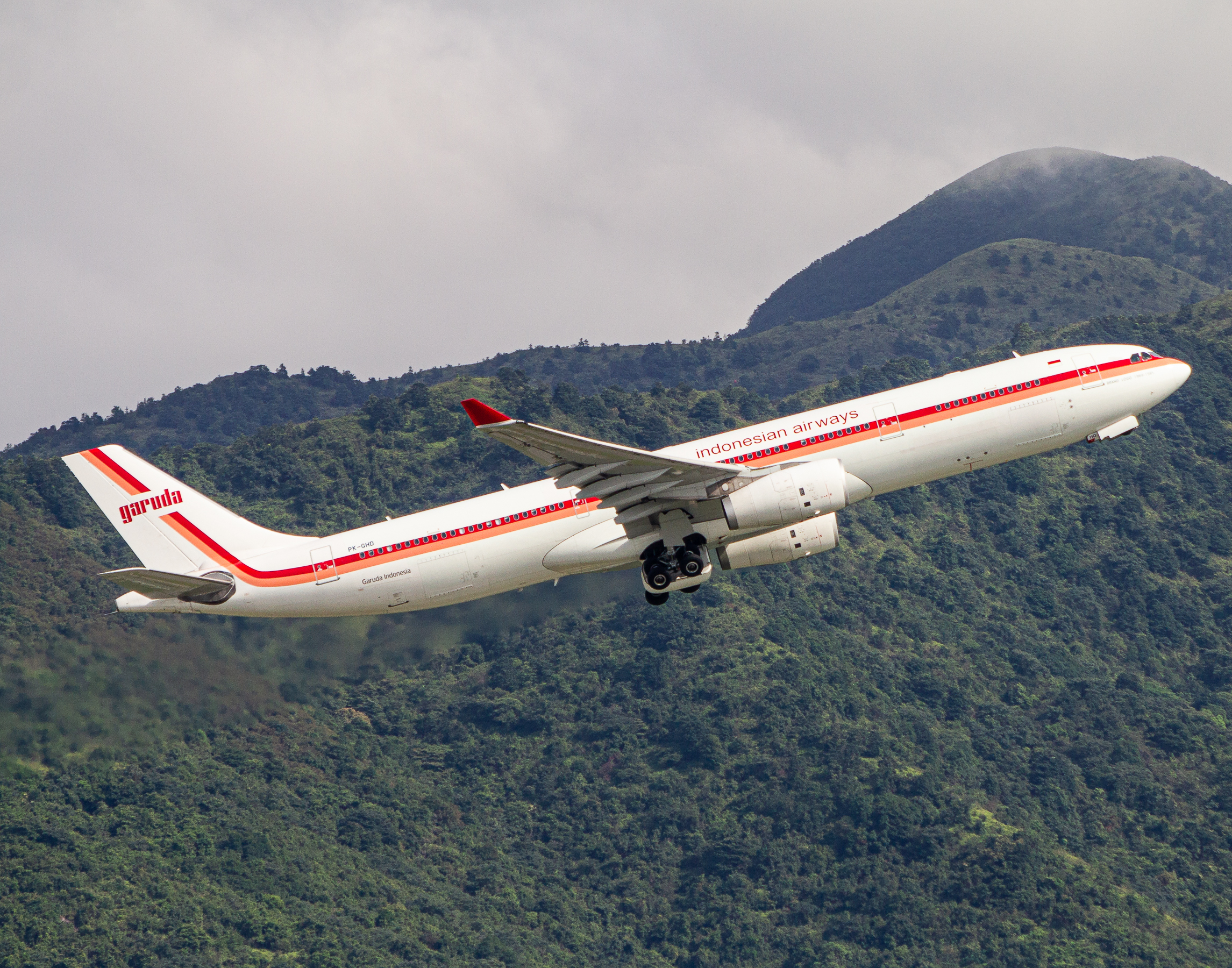 Full size: Garuda Indonesia Airbus A330-300 PK-GHD at Hong Kong International Airport
