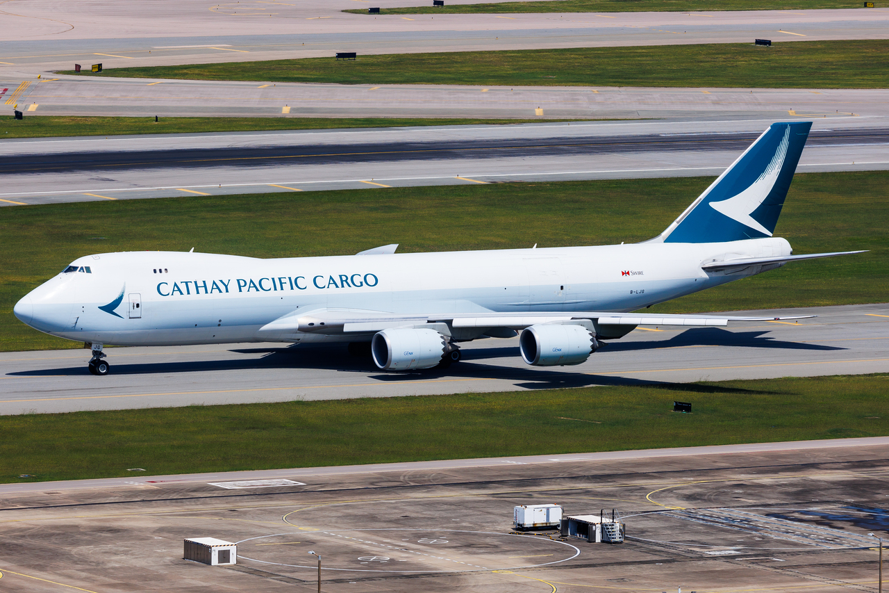 Full size: Cathay Pacific Cargo Boeing 747-8f B-LJG at Hong Kong International Airport