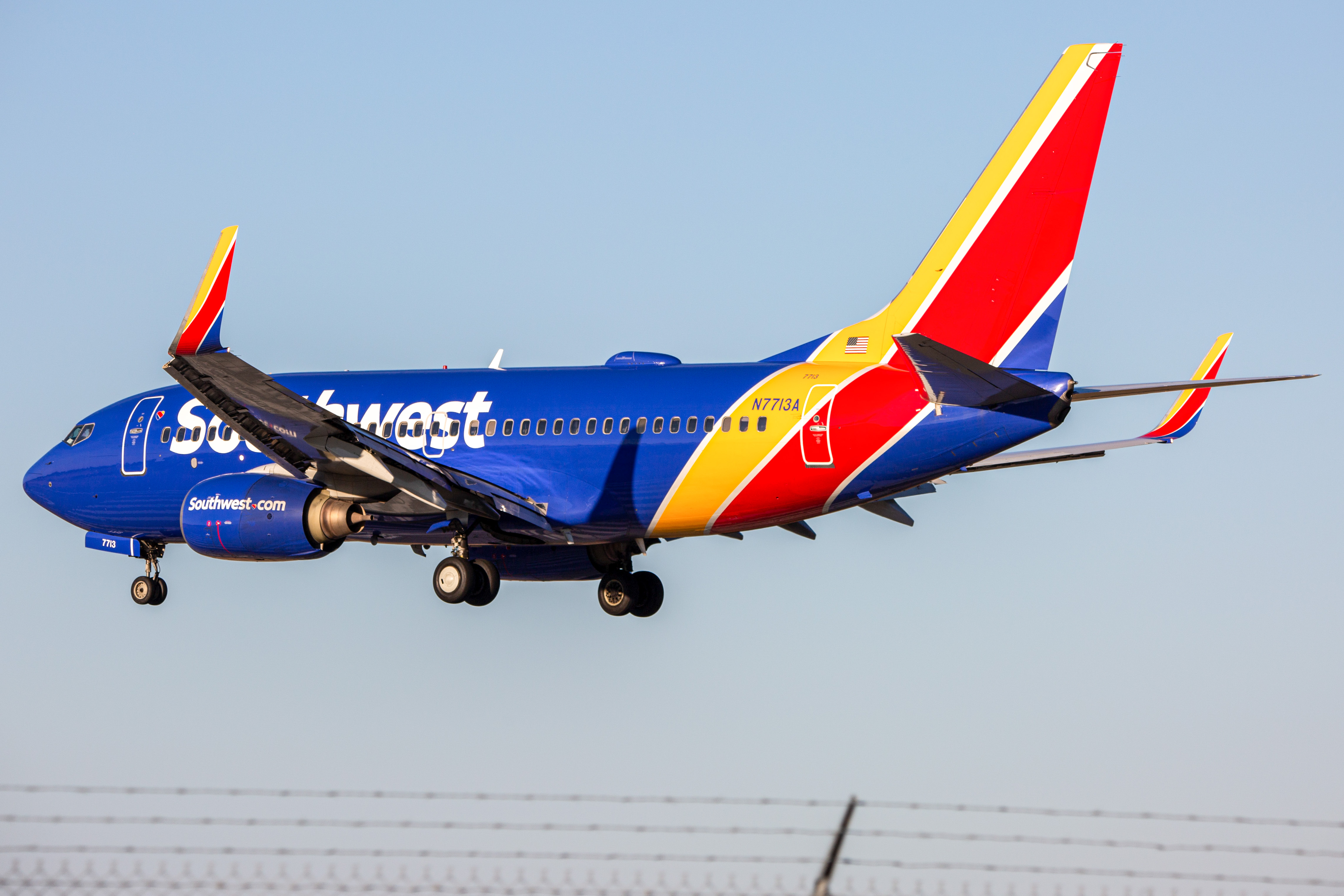 Full size: Southwest Airlines Boeing 737-700 N7713A at Baltimore/Washington International Thurgood Marshall Airport