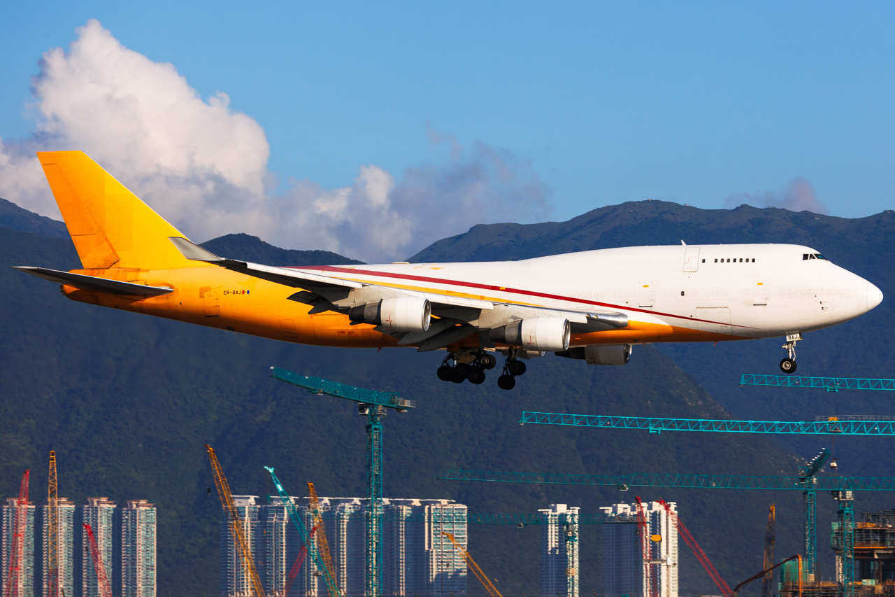 Full size: Aerotranscargo  Boeing 747-400F ER-BAJ at Hong Kong International Airport